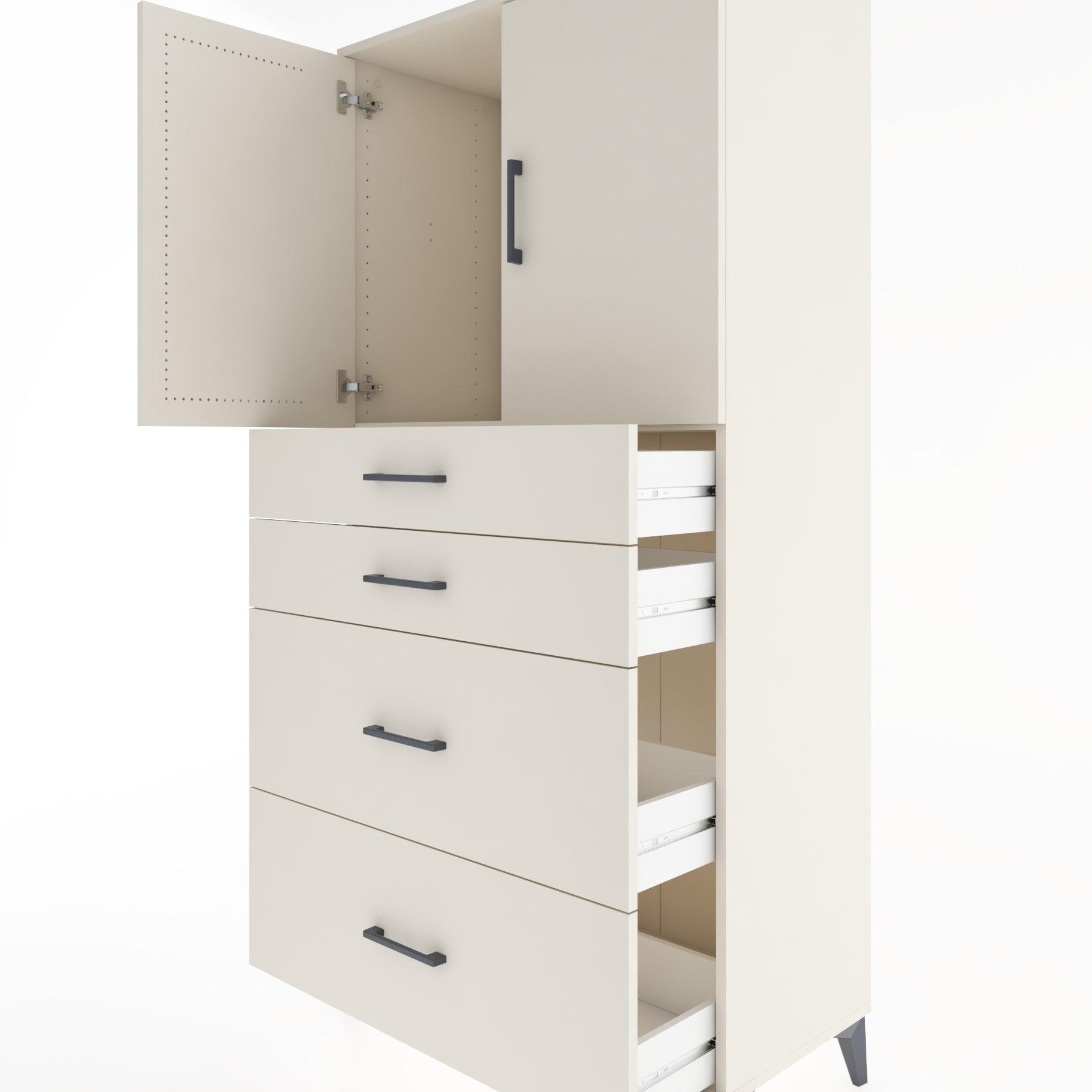 Woodntry Modular Cabinet Moonstone 88x44x170 cm with Doors and Drawers KC19-1