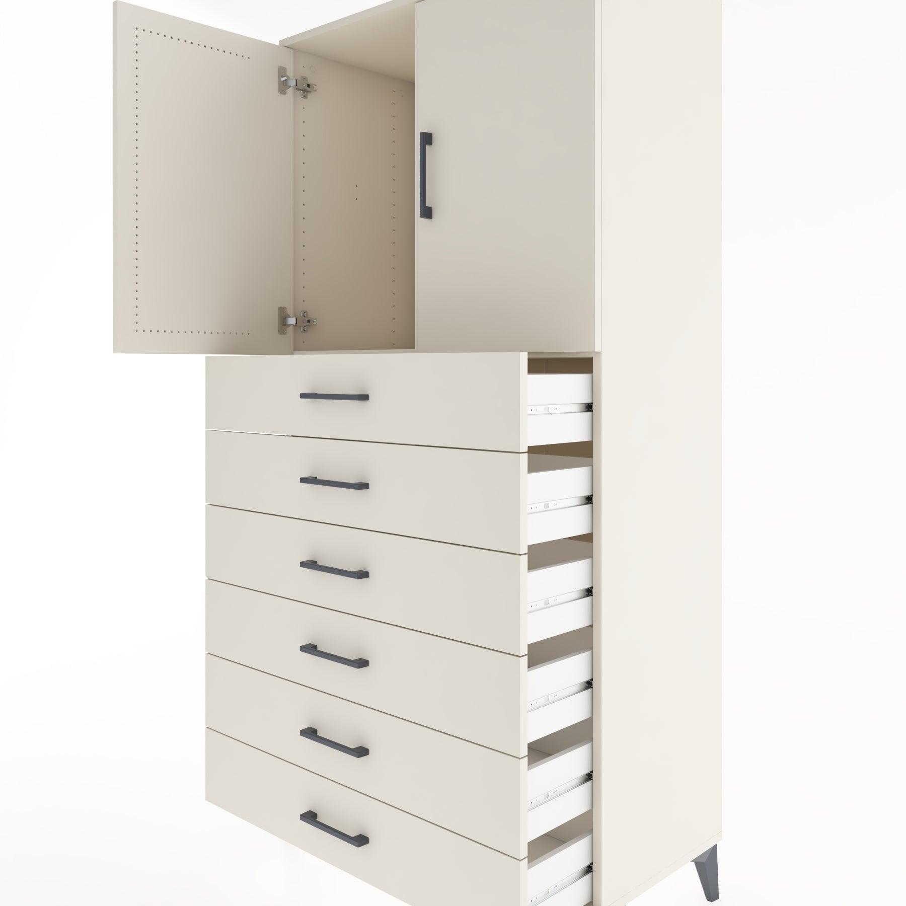 Woodntry Modular Cabinet Moonstone 88x44x170 cm with Doors and Drawers KC3-1