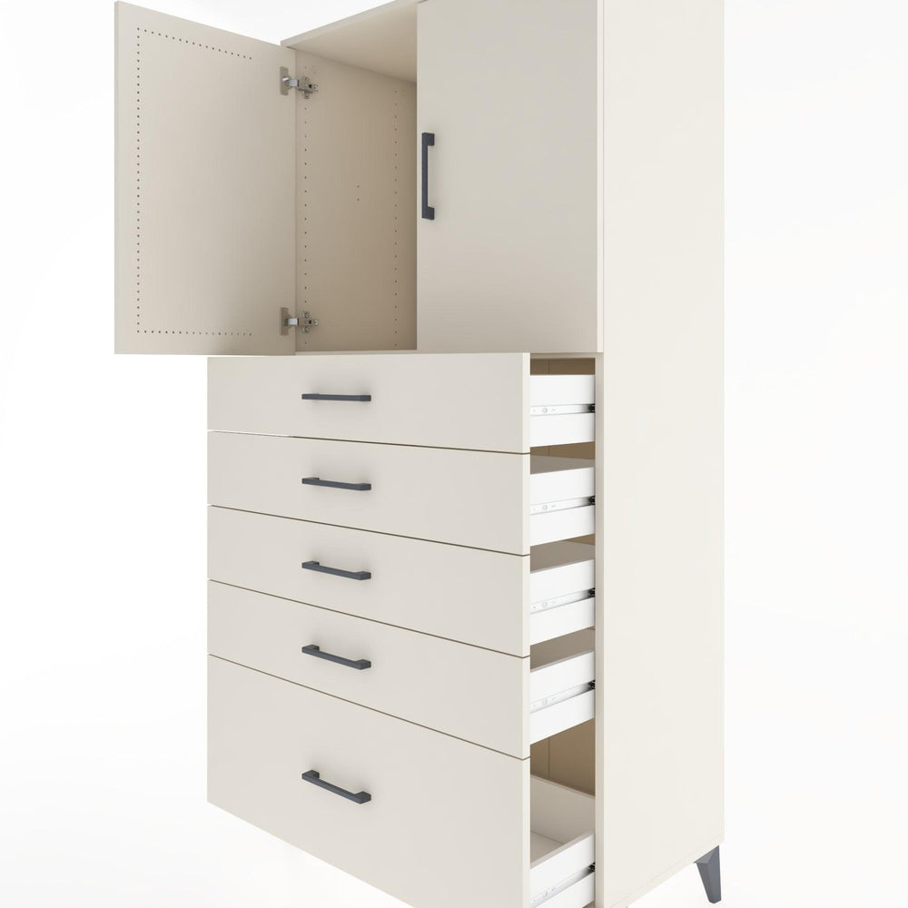 Woodntry Modular Cabinet Moonstone 88x44x170 cm with Doors and Drawers KC12-1
