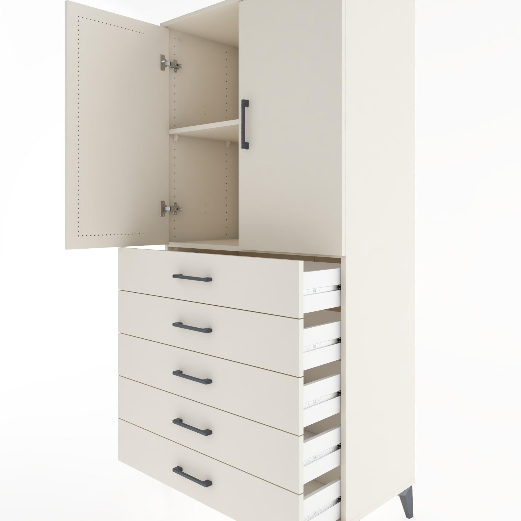 Woodntry Modular Cabinet Moonstone 88x44x170 cm with Doors and Drawers KC4-1