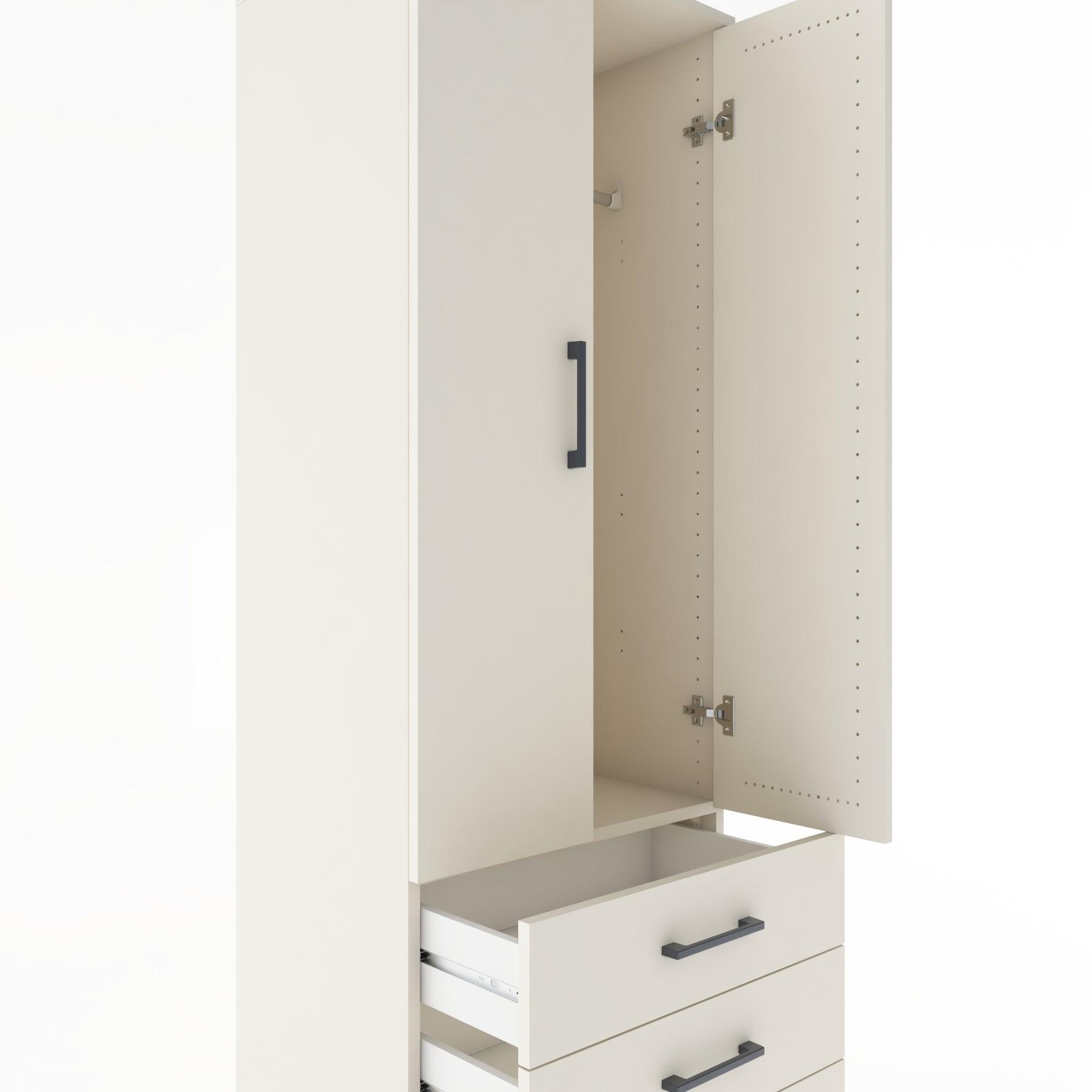 Woodntry Modular Cabinet Moonstone 60x44x170 cm with Doors and Drawers KC28-1