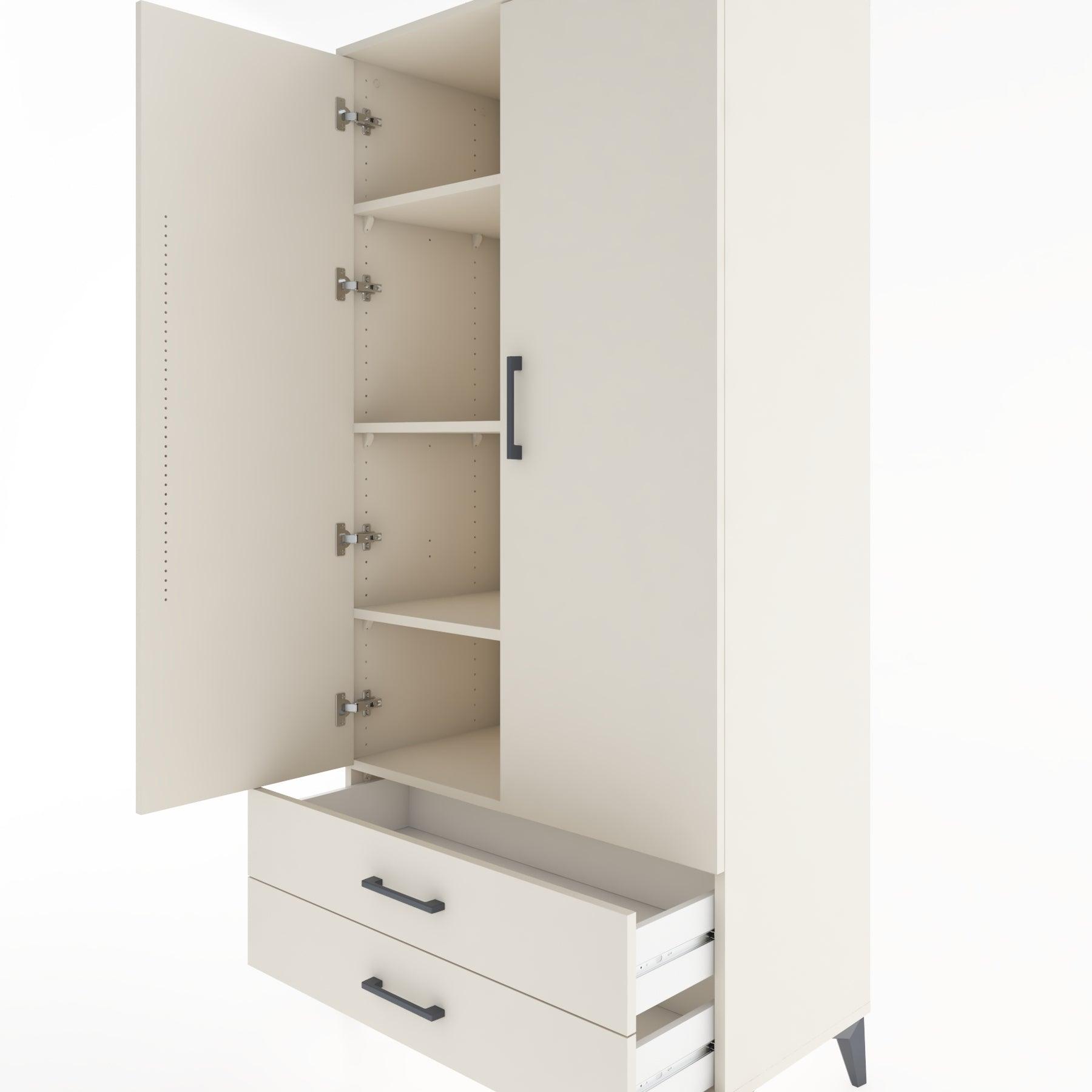 Woodntry Modular Cabinet Moonstone 88x44x170 cm with Doors and Drawers KC7-1