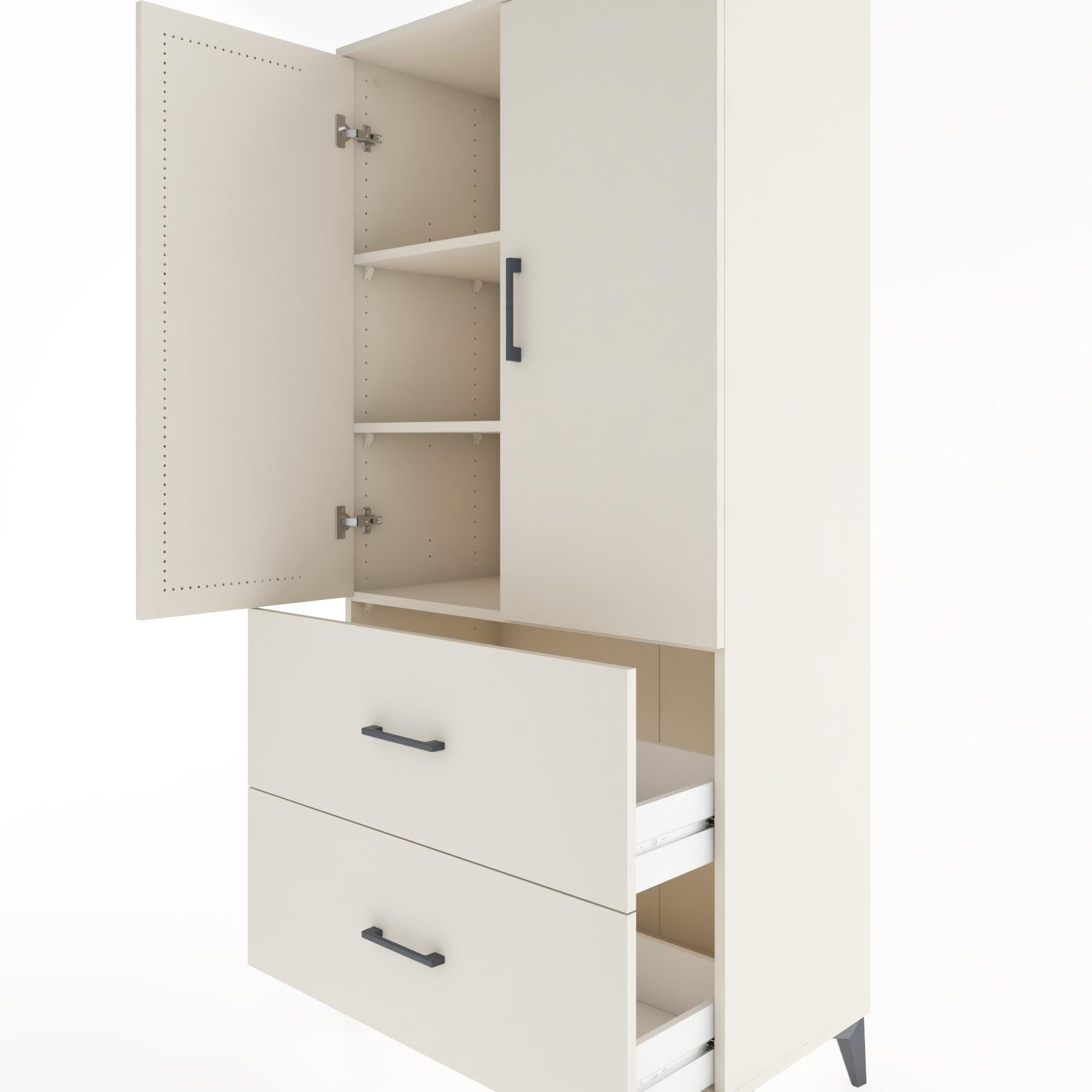 Woodntry Modular Cabinet Moonstone 88x44x170 cm with Doors and Drawers KC21-1