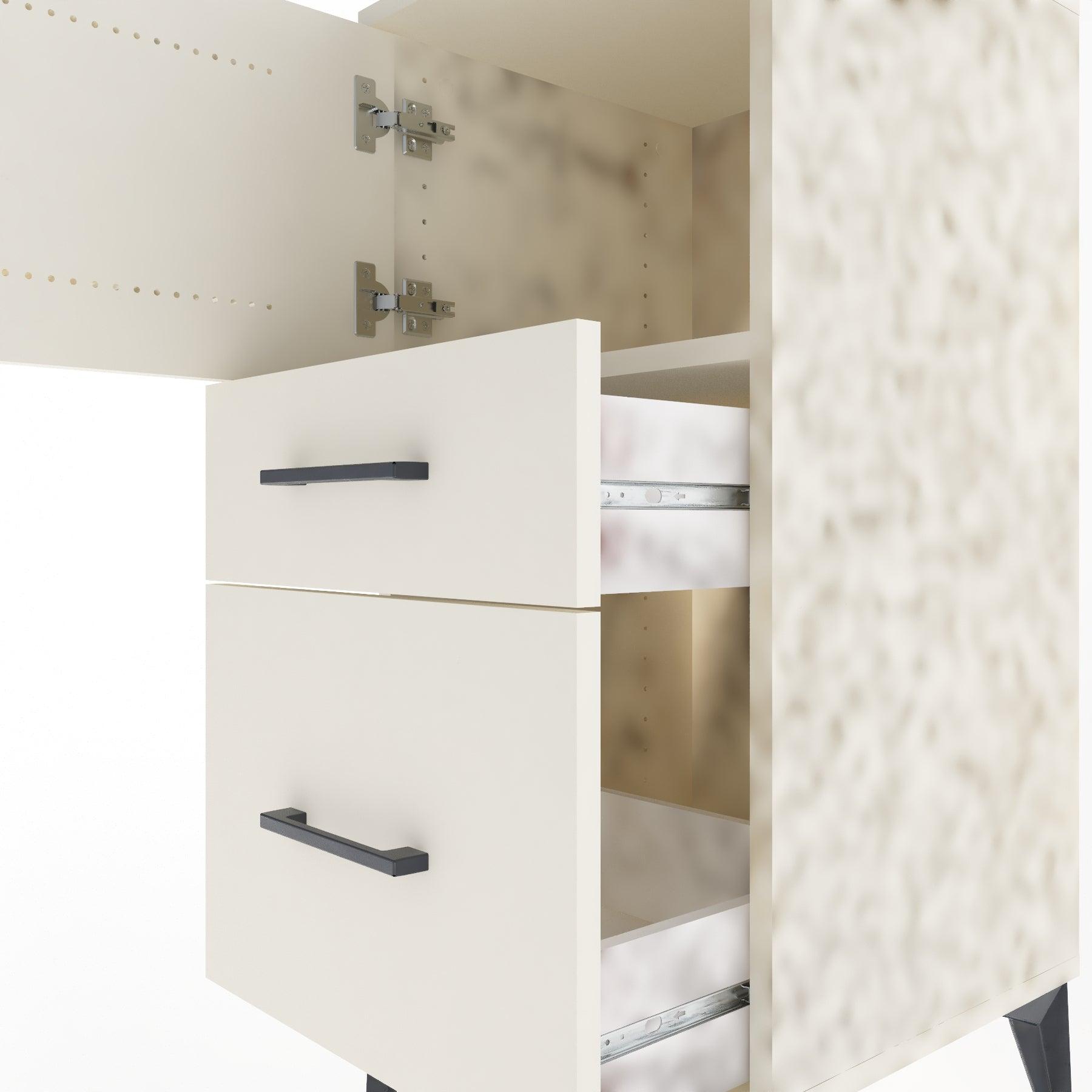 Woodntry Modular Nightstand Moonstone 44x44x84 cm with Cover and Drawer KC45-1