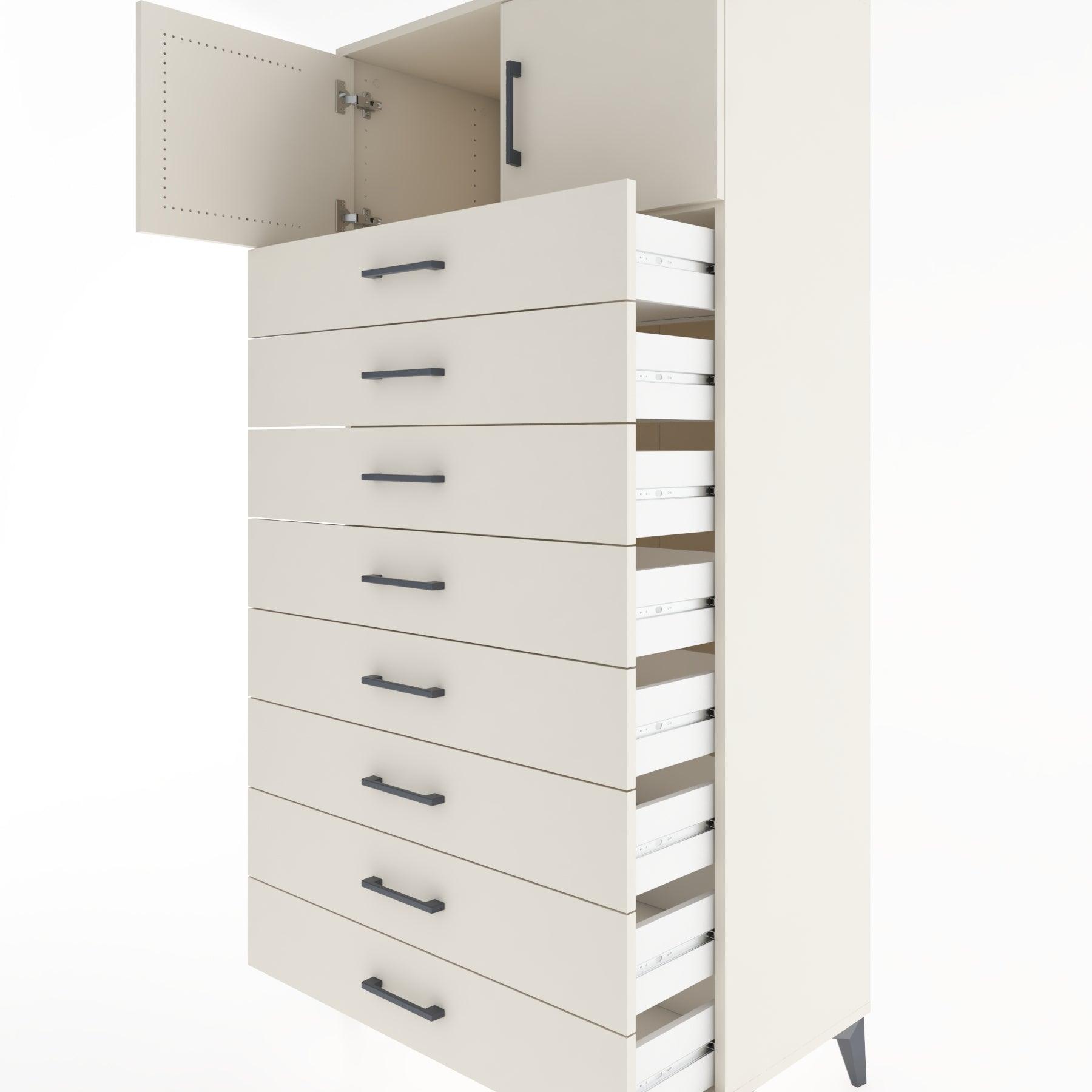 Woodntry Modular Cabinet Moonstone 88x44x170 cm with Doors and Drawers KC1-1
