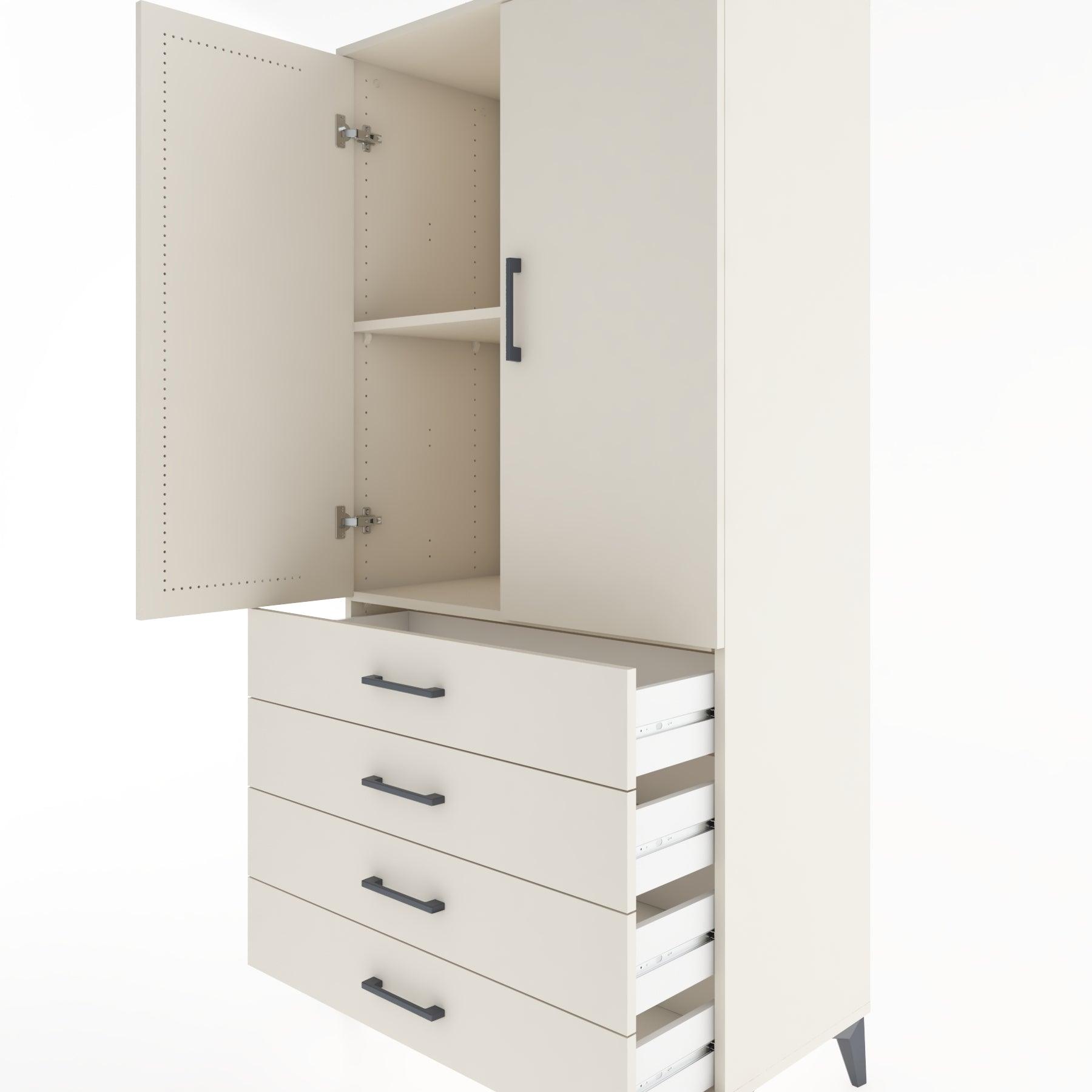 Woodntry Modular Cabinet Moonstone 88x44x170 cm with Doors and Drawers KC5-1