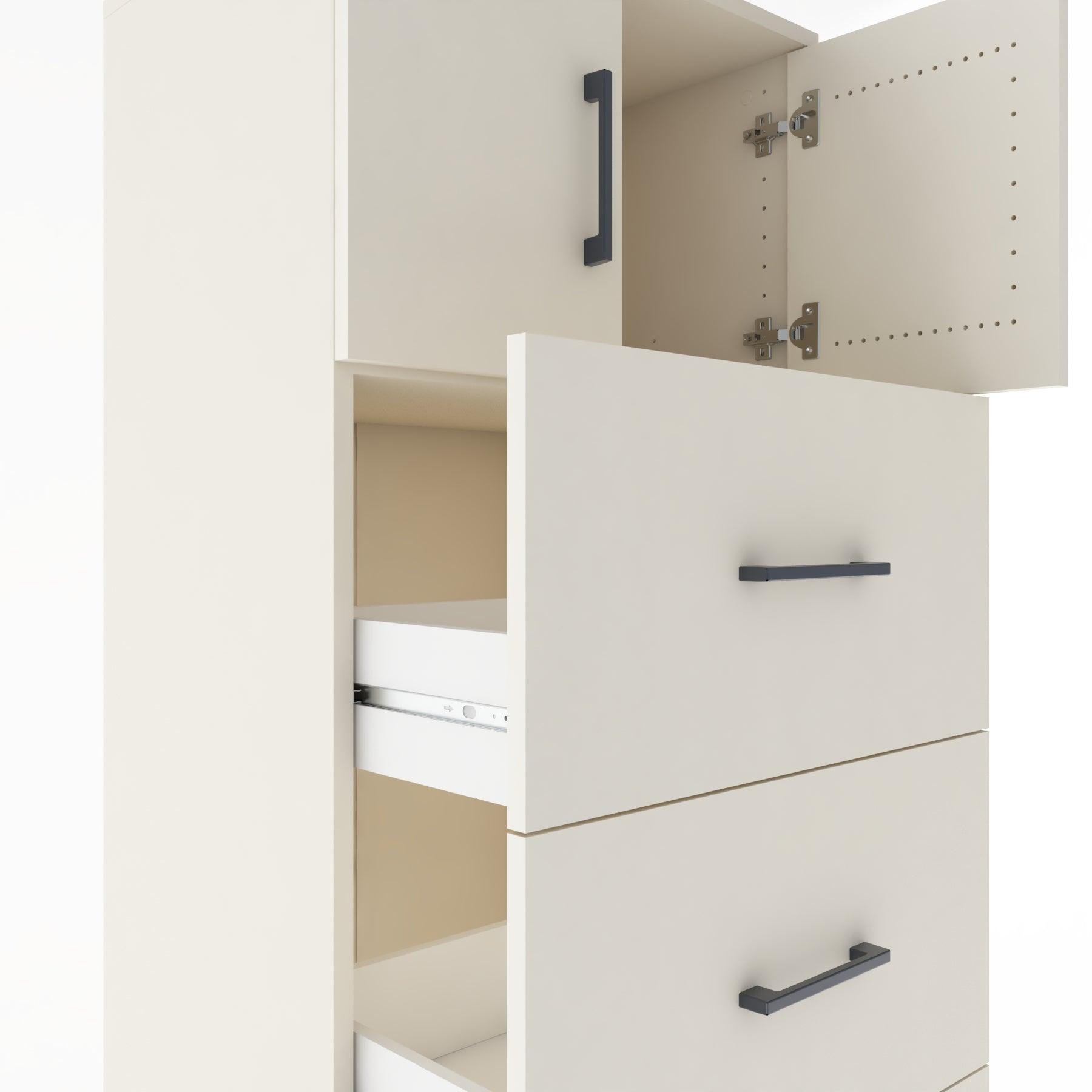 Woodntry Modular Cabinet Moonstone 60x44x170 cm with Doors and Drawers KC25-1