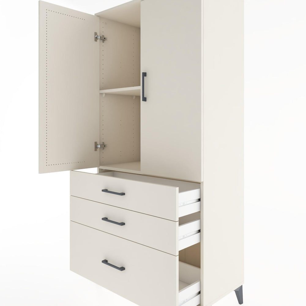 Woodntry Modular Cabinet Moonstone 88x44x170 cm with Doors and Drawers KC14-1