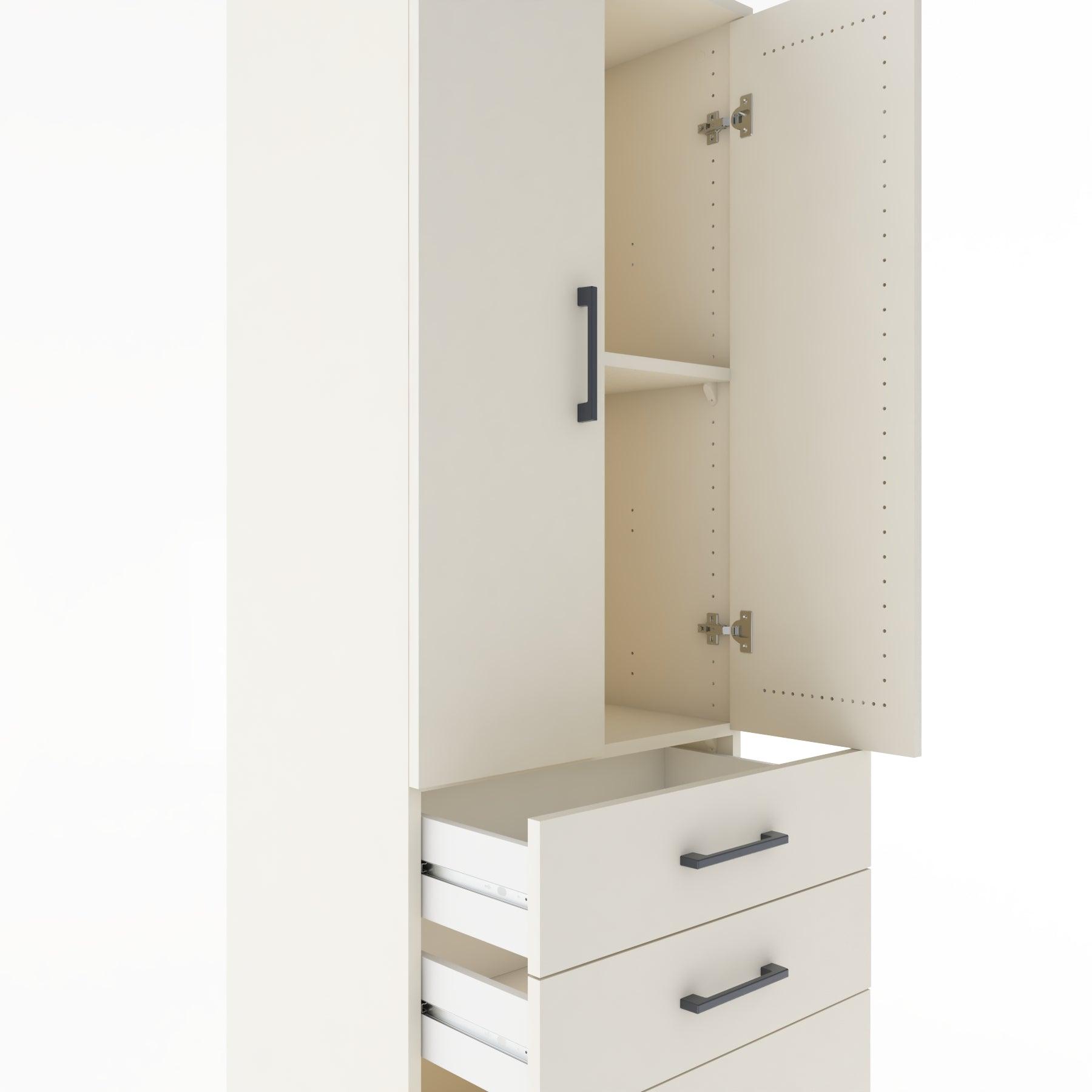 Woodntry Modular Cabinet Moonstone 60x44x170 cm with Doors and Drawers KC14-1