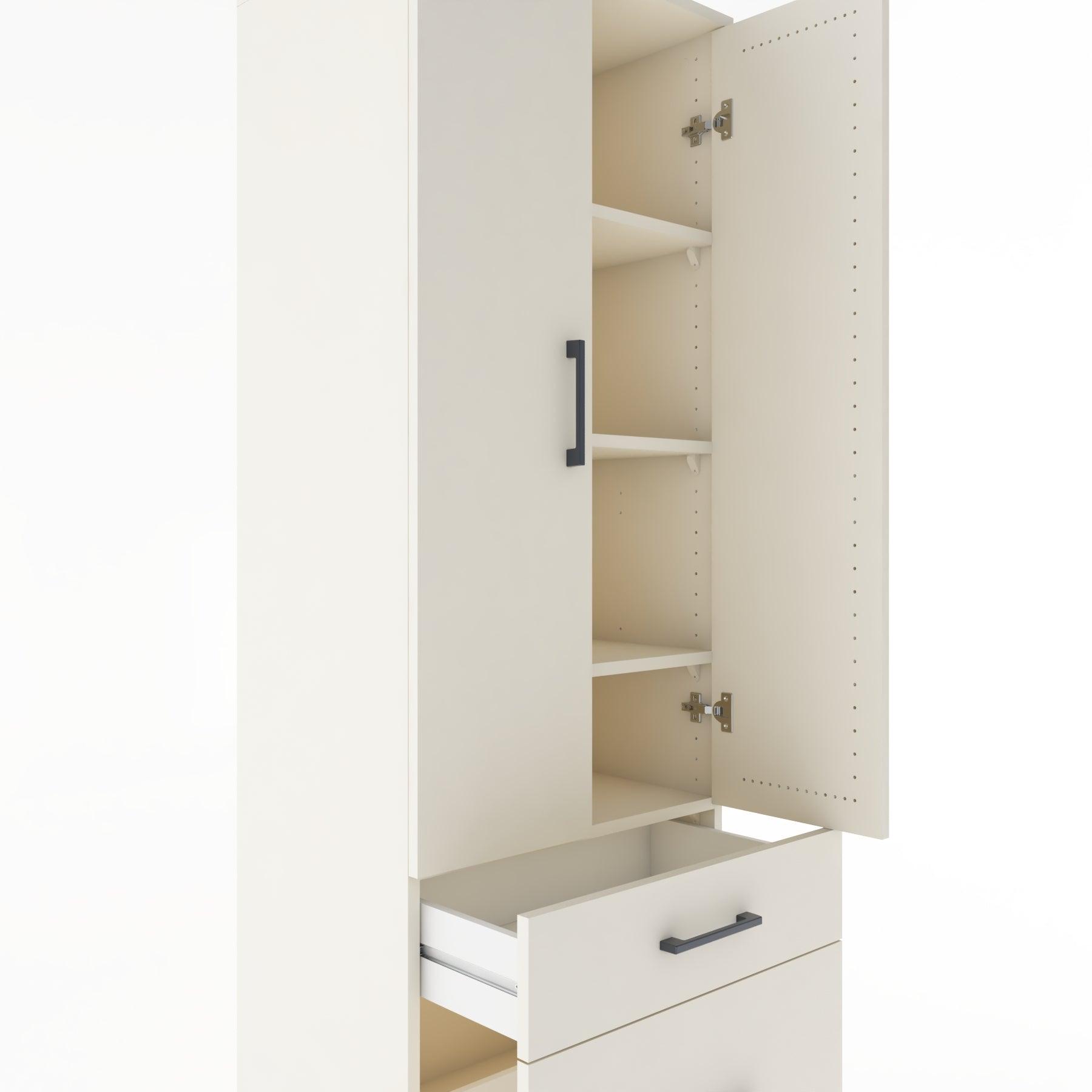 Woodntry Modular Cabinet Moonstone 60x44x170 cm with Doors and Drawers KC15-1