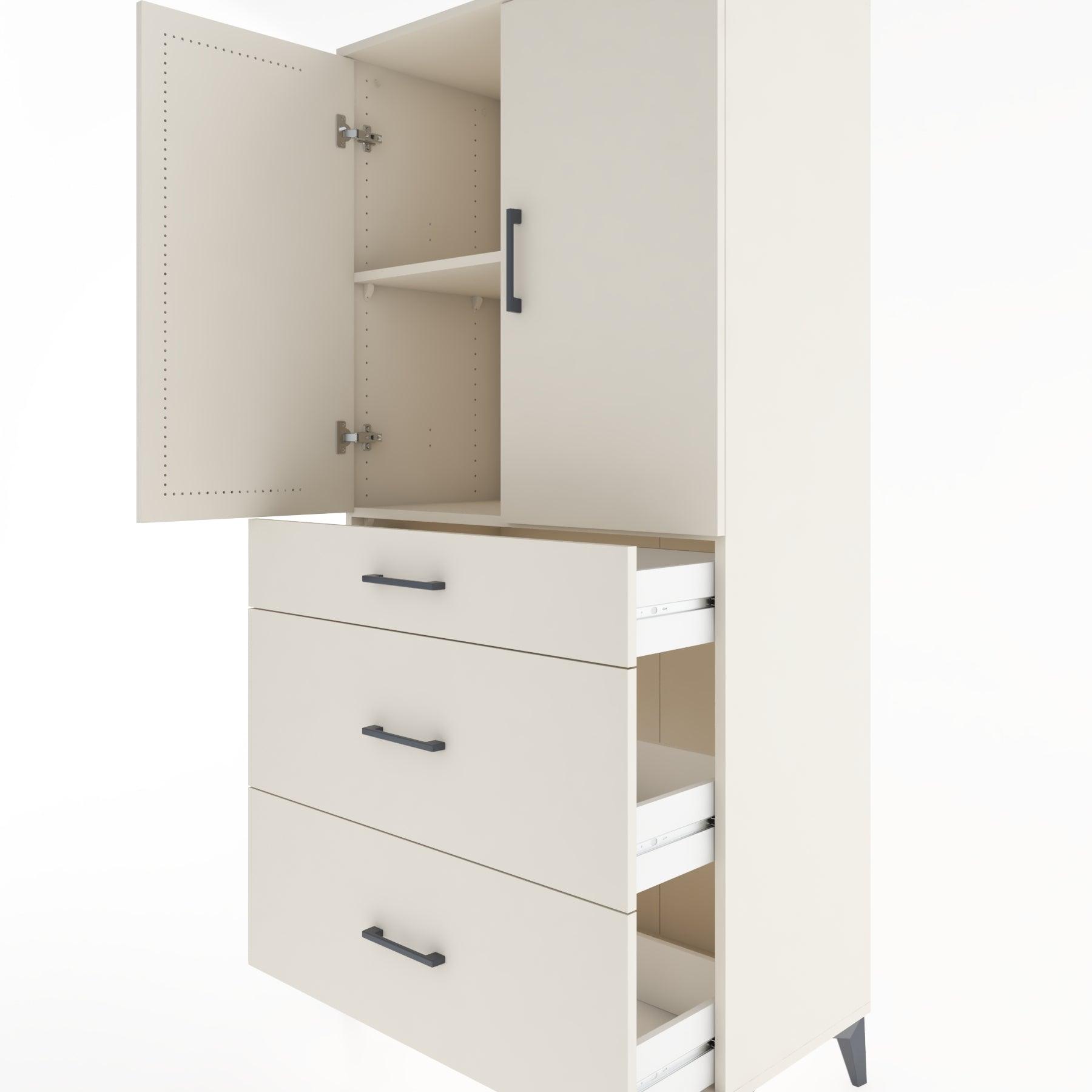 Woodntry Modular Cabinet Moonstone 88x44x170 cm with Doors and Drawers KC20-1