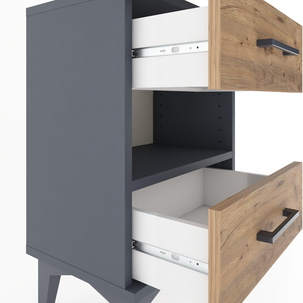 Woodntry Modüler Komodin Çekmece ve Raf 44x30x52 cm Antrasit - Woodntry