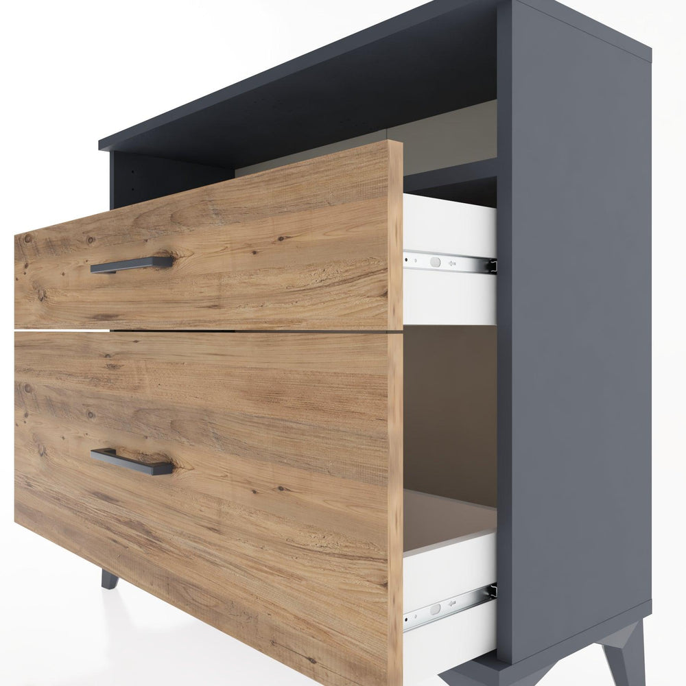 Woodntry Modüler Şifonyer İki Çekmeceli V6 88x30x68 cm Antrasit - Woodntry