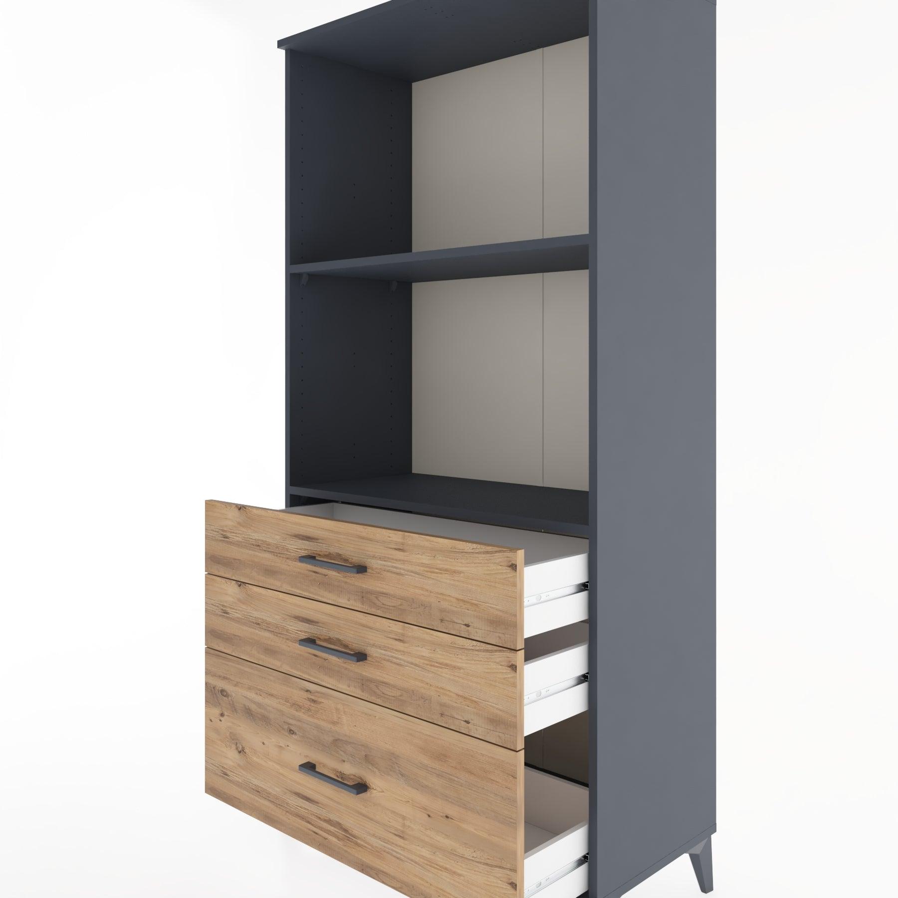 Woodntry Modular Cabinet Anthracite 88x44x170 cm with Drawers and Shelves CR42-2