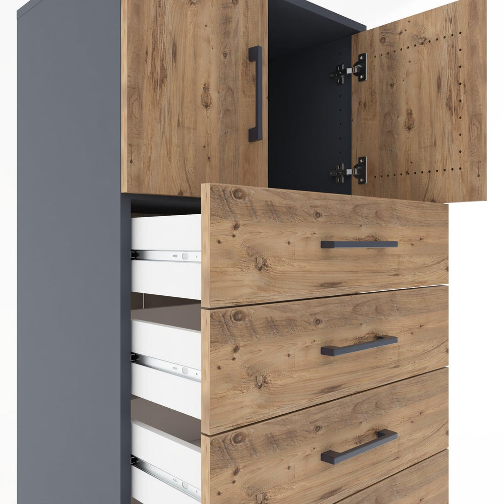 Woodntry Modular Cabinet Anthracite 60x44x170 cm with Doors and Drawers KC17-2