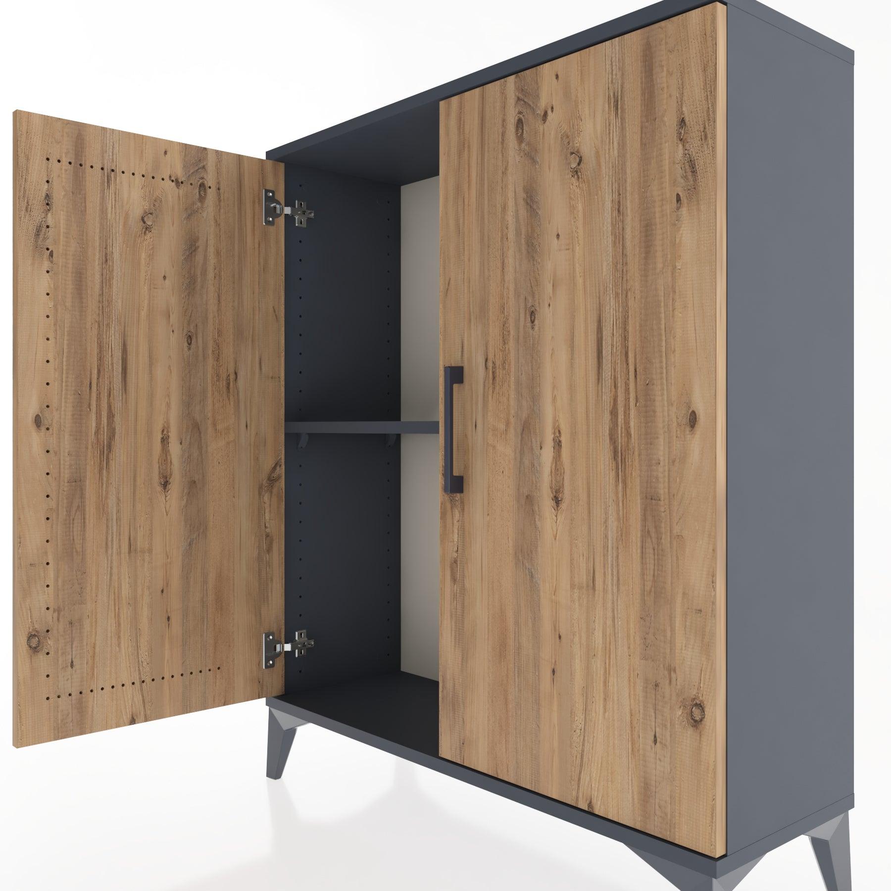 Woodntry Modüler Şifonyer Antrasit 88x30x94 cm Kapaklı K4-2