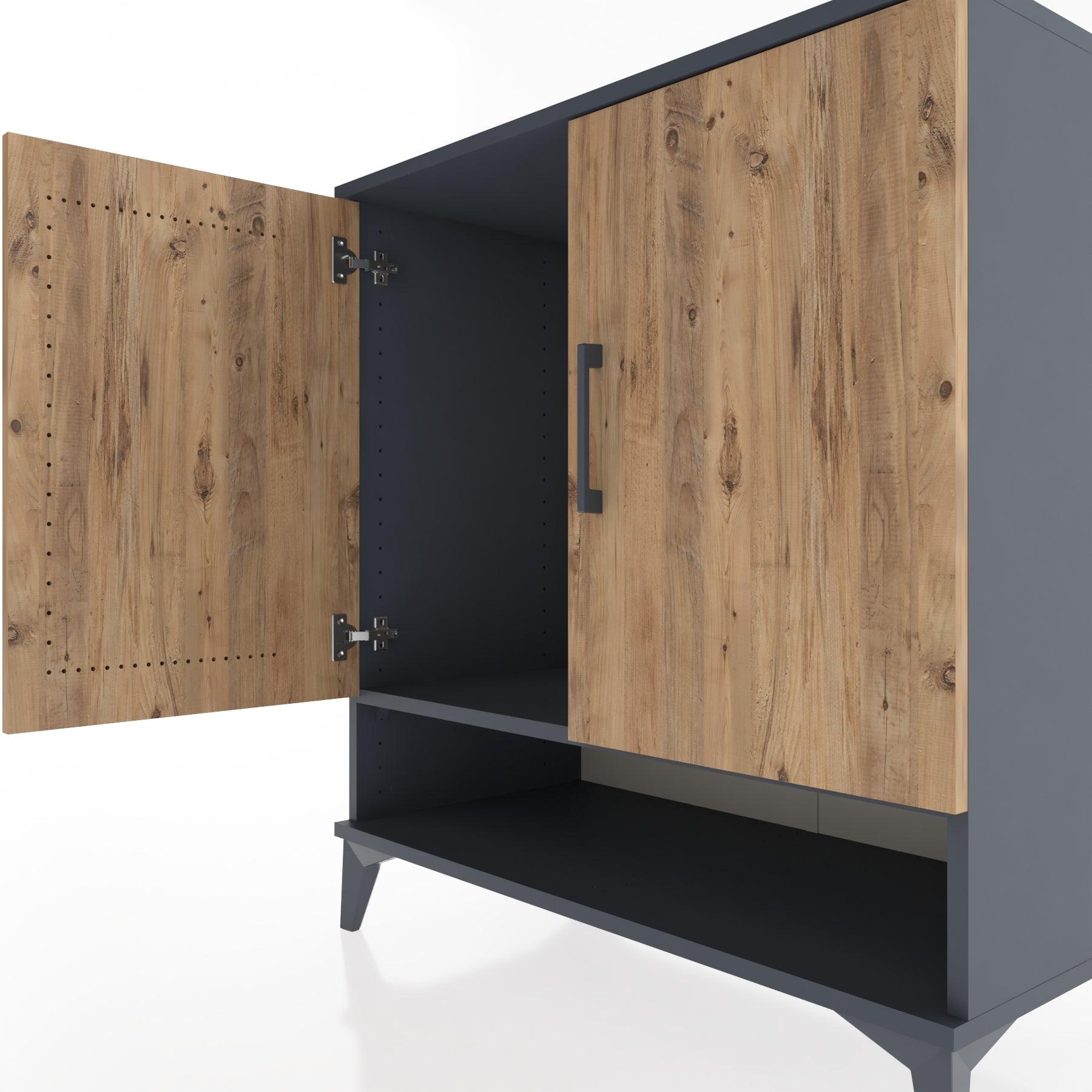Woodntry Modular Dresser Anthracite 88x44x84 cm with Cover and Shelf KR77-2