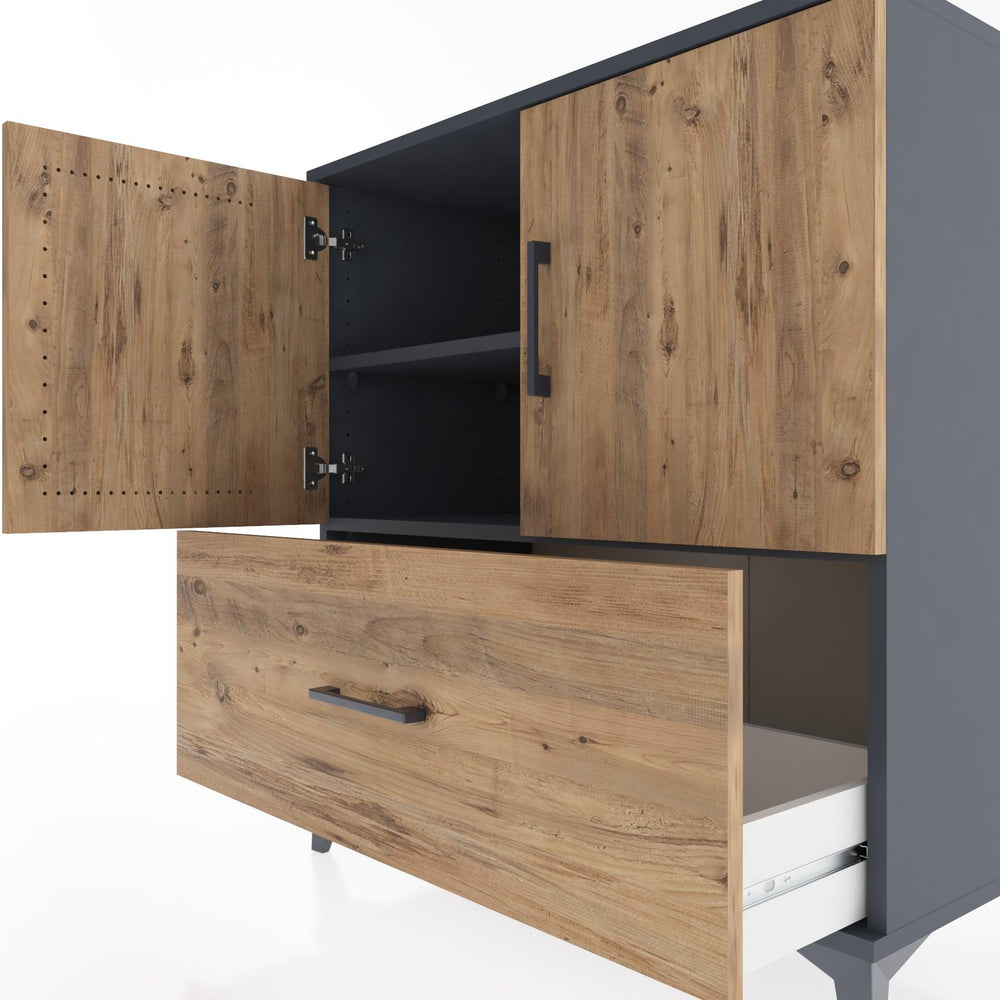 Woodntry Modular Dresser Anthracite 88x44x84 cm with Cover and Drawer KC47-2