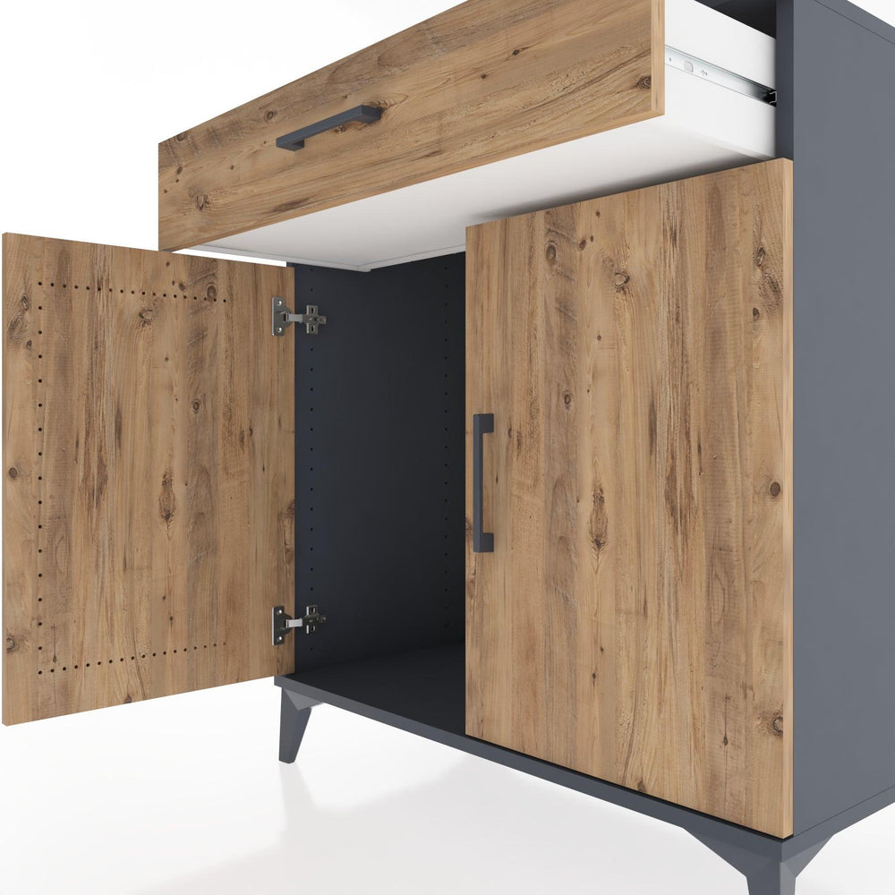 Woodntry Modüler Şifonyer Antrasit 88x44x84 cm Kapaklı ve Çekmeceli KC81-2