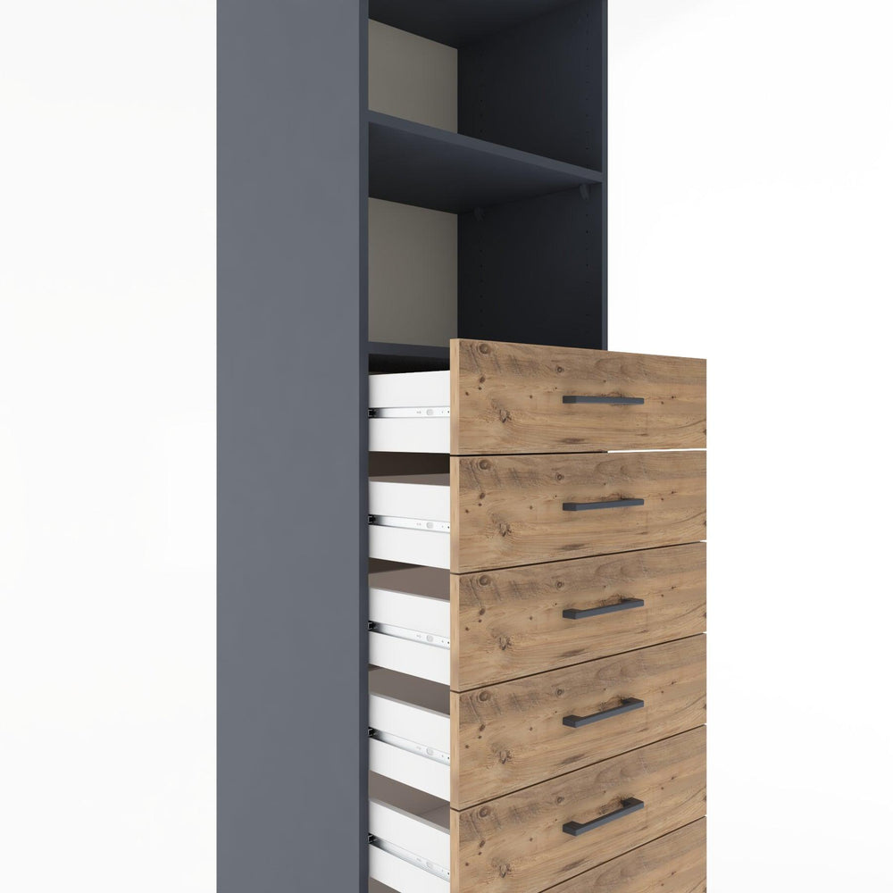 Woodntry Modüler Dolap Antrasit 60x44x170 cm Çekmeceli ve Raflı CR34-2