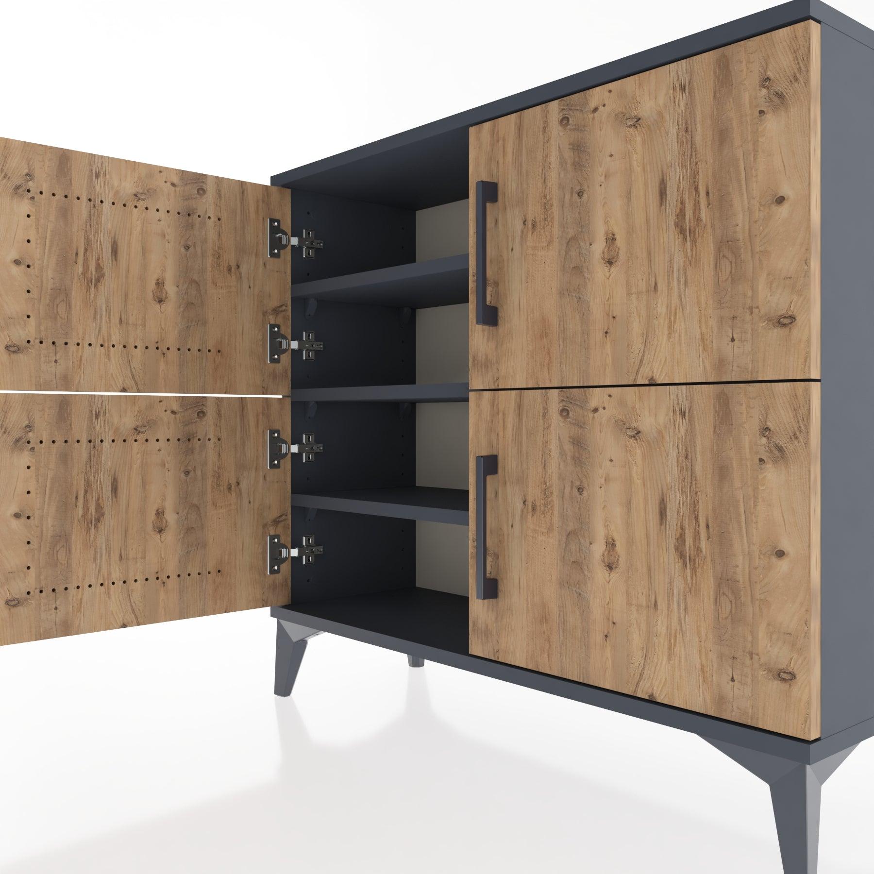 Woodntry Modüler Şifonyer Dört Kapaklı 88x30x68 cm Antrasit - Woodntry