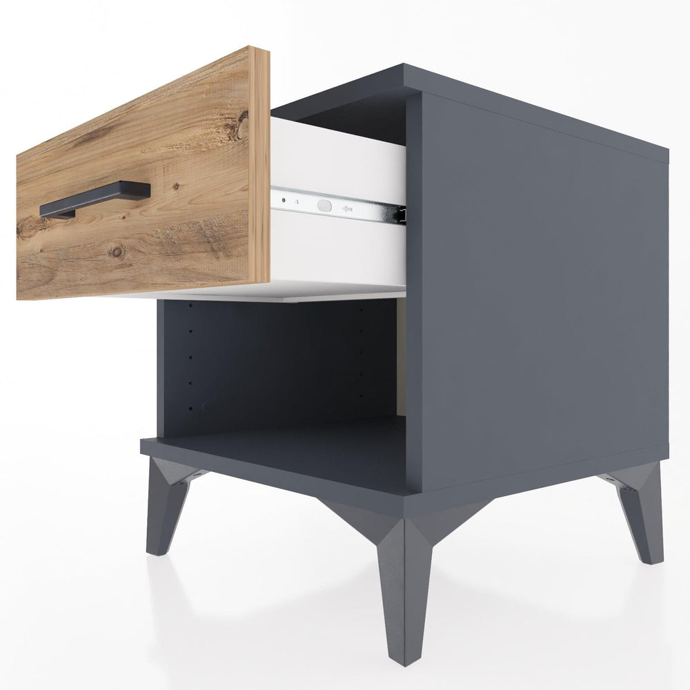 Woodntry Modular Nightstand Anthracite 44x44x36 cm with Drawer and Shelf CR1-2