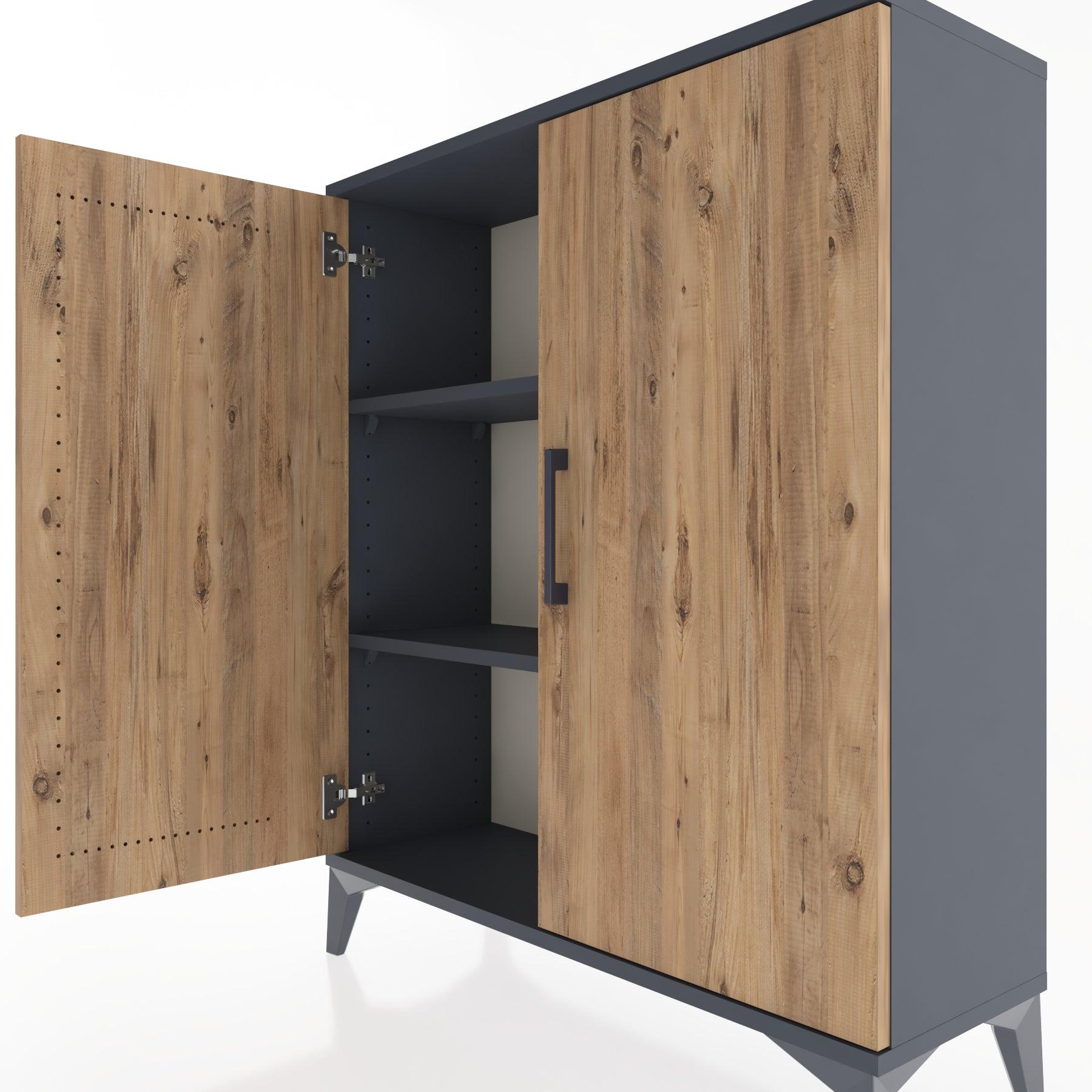 Woodntry Modüler Şifonyer Antrasit 88x30x94 cm Kapaklı K5-2