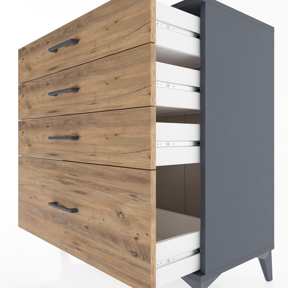 Woodntry Modüler Şifonyer Antrasit 88x44x84 cm Çekmeceli C8-2