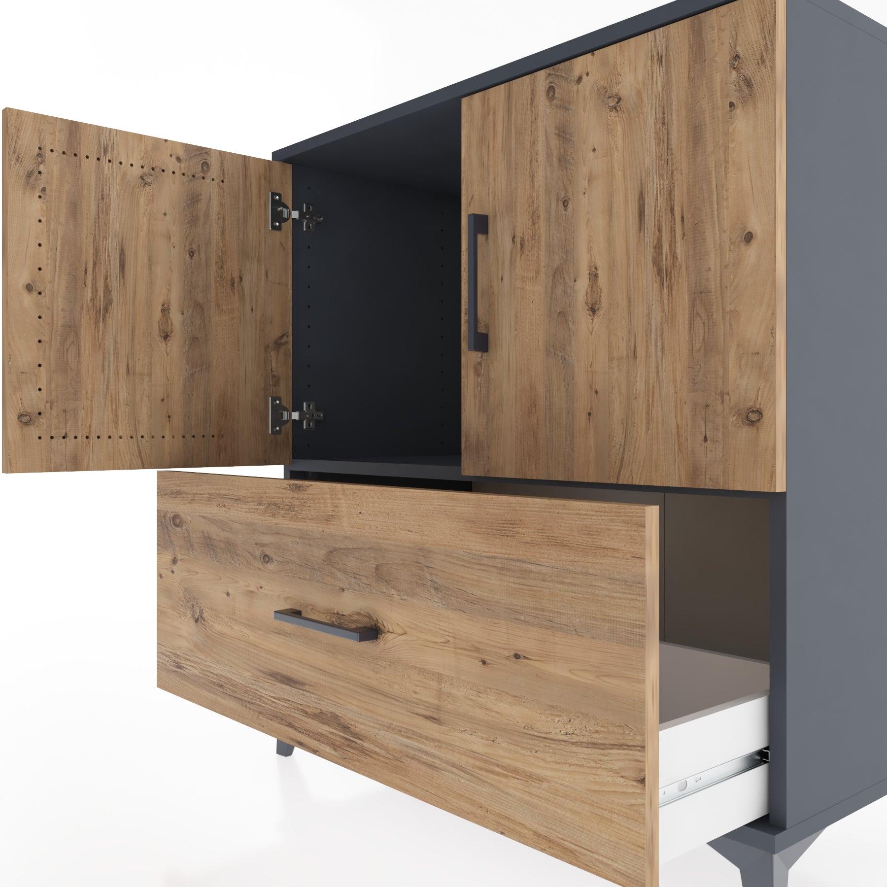 Woodntry Modular Dresser Anthracite 88x44x84 cm with Cover and Drawer KC48-2