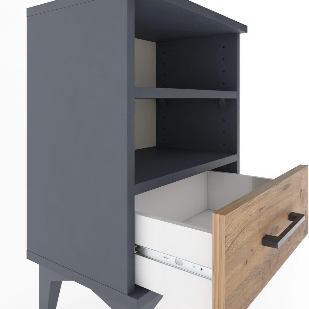 Woodntry Modüler Komodin Çift Raflı 44x30x52 cm Antrasit - Woodntry