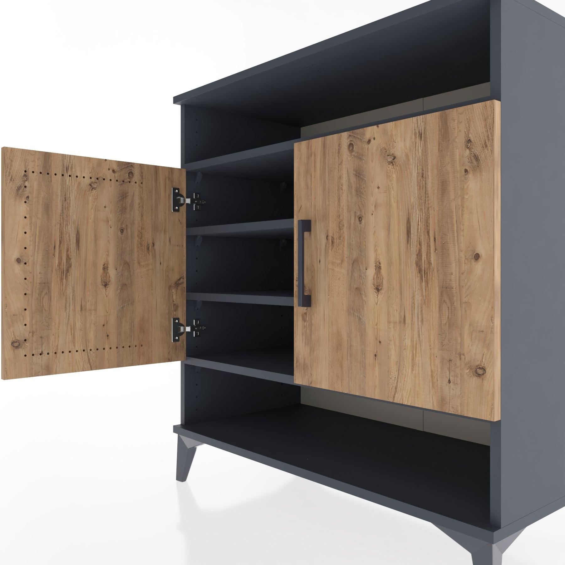 Woodntry Modular Dresser Anthracite 88x44x84 cm with Cover and Shelf KR67-2