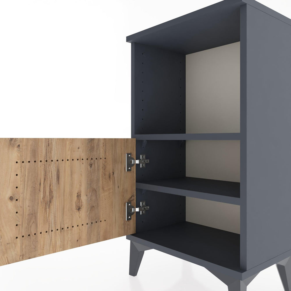 Woodntry Modüler Komodin Raf ve Tek Kapaklı V1 44x30x68 cm Antrasit - Woodntry