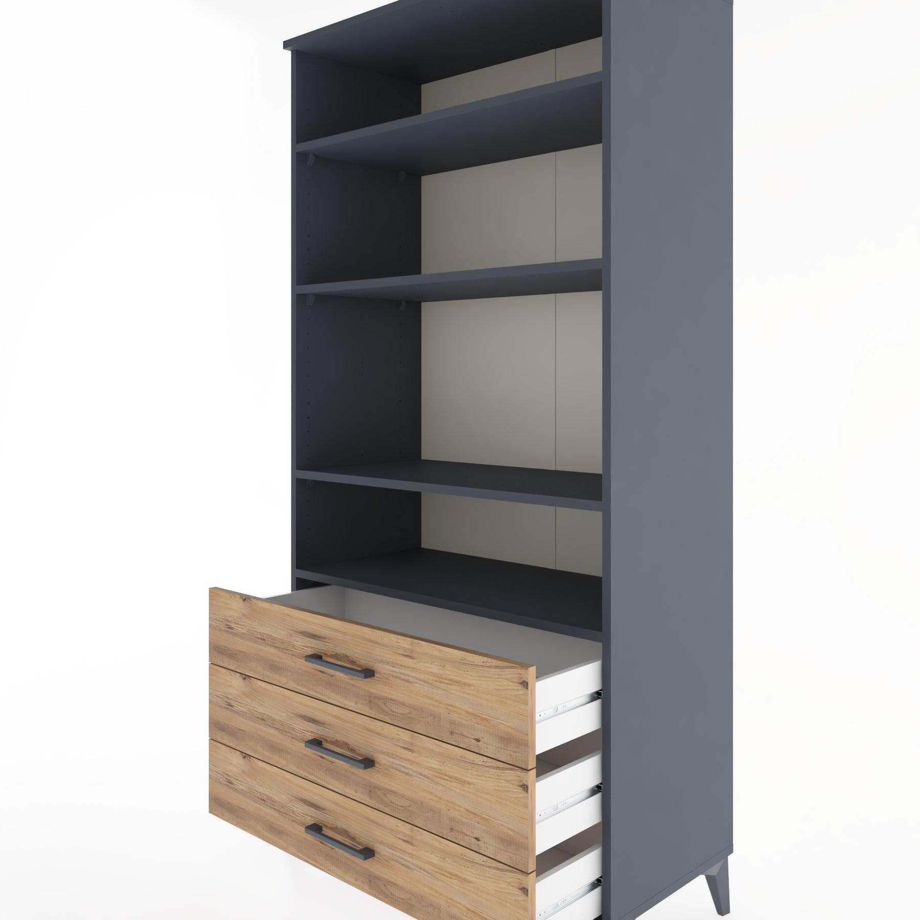 Woodntry Modular Cabinet Anthracite 88x44x170 cm with Drawers and Shelves CR37-2