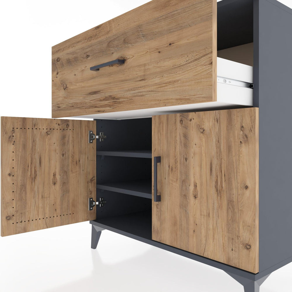 Woodntry Modular Dresser Anthracite 88x44x84 cm with Cover and Drawer KC49-2