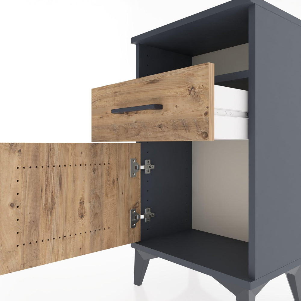 Woodntry Modüler Komodin Raf Çekmece Kapaklı 44x30x68 cm Antrasit - Woodntry