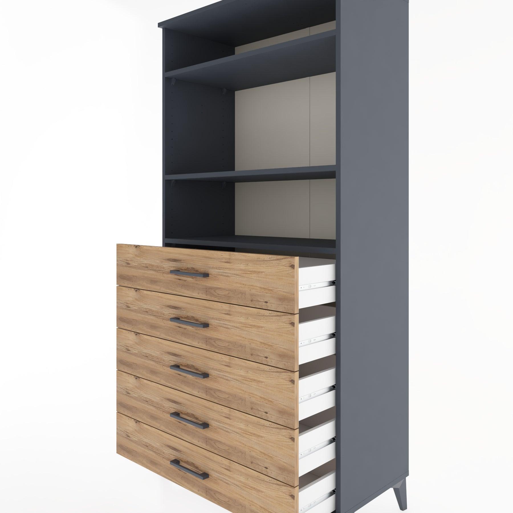 Woodntry Modular Cabinet Anthracite 88x44x170 cm with Drawers and Shelves CR35-2