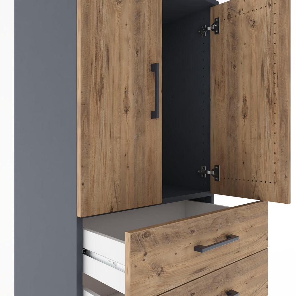 Woodntry Modular Cabinet Anthracite 60x44x170 cm with Doors and Drawers KC19-2