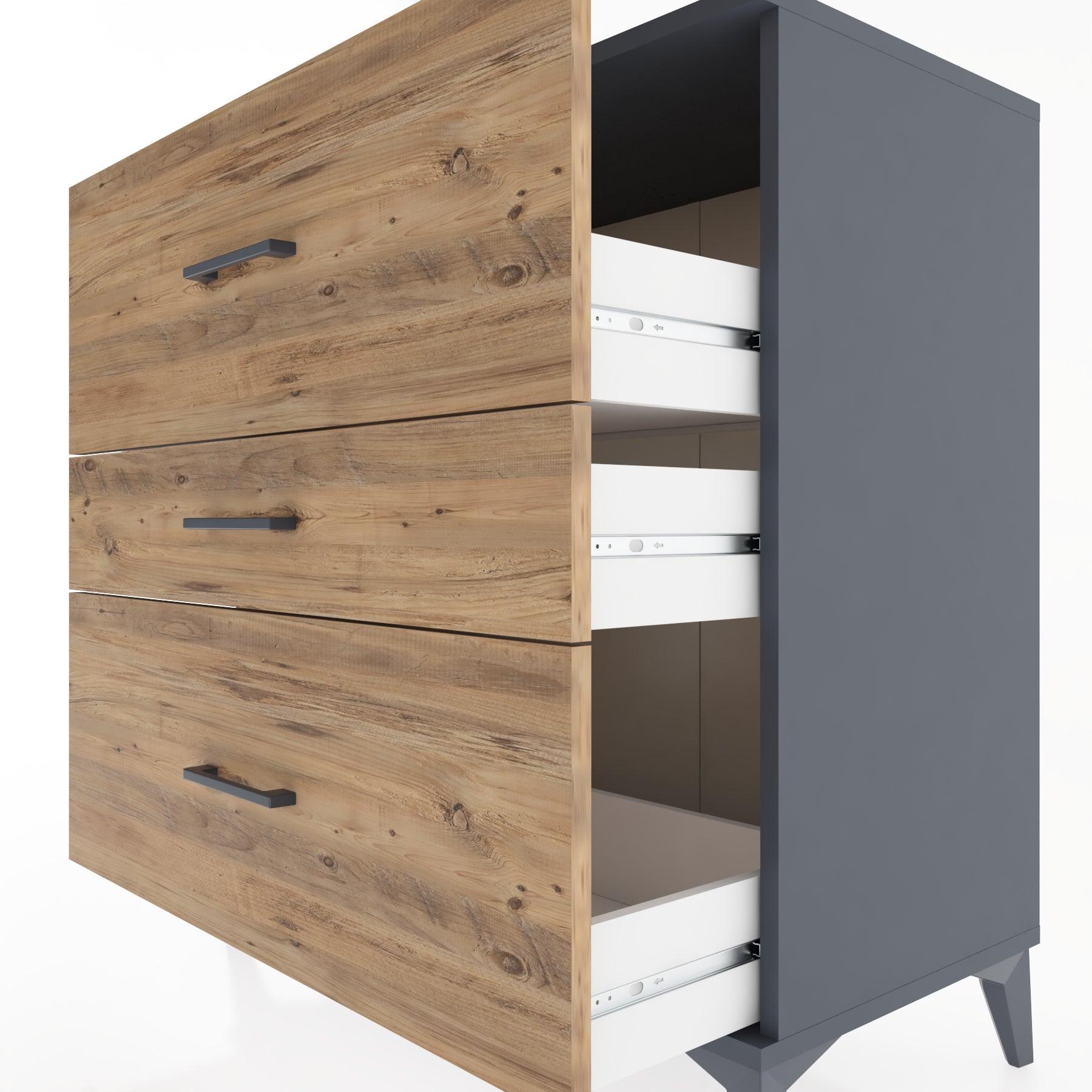 Woodntry Modüler Şifonyer Antrasit 88x44x84 cm Çekmeceli C1-2