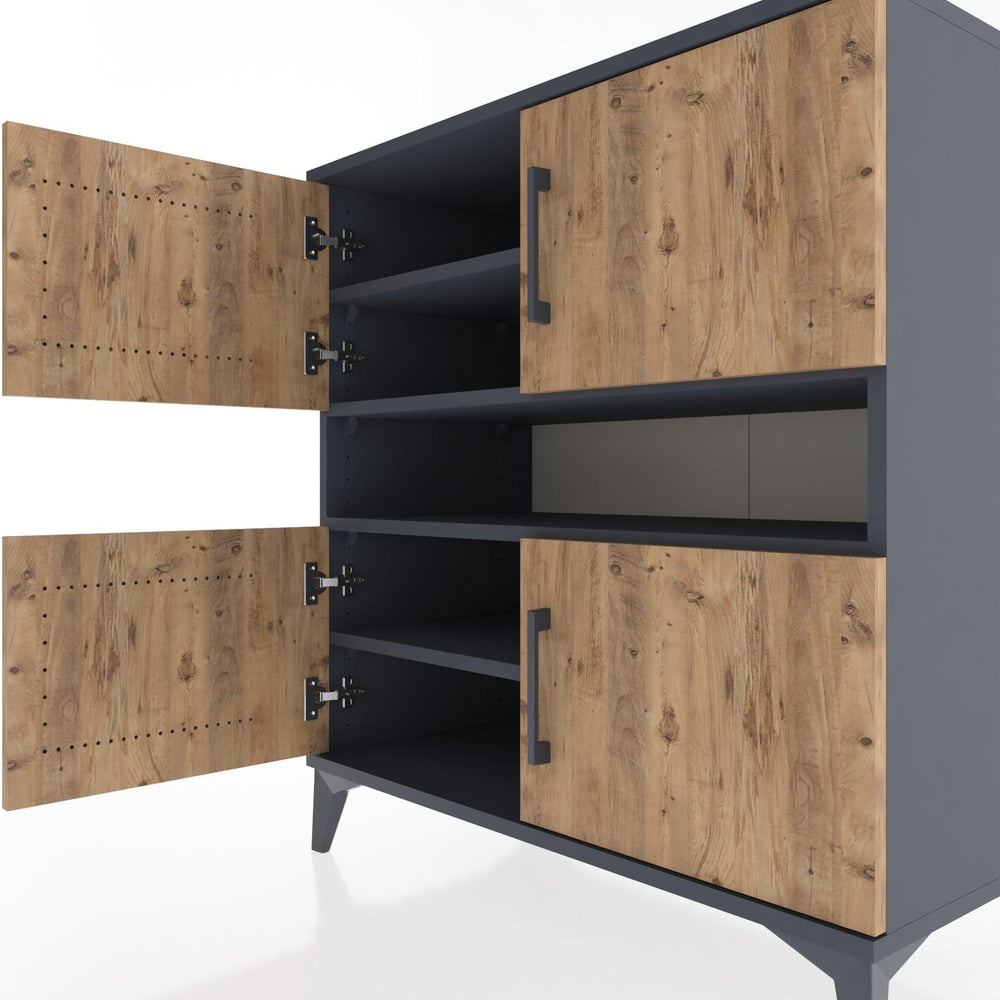 Woodntry Modular Dresser Anthracite 88x44x84 cm with Cover and Drawer KC102-2