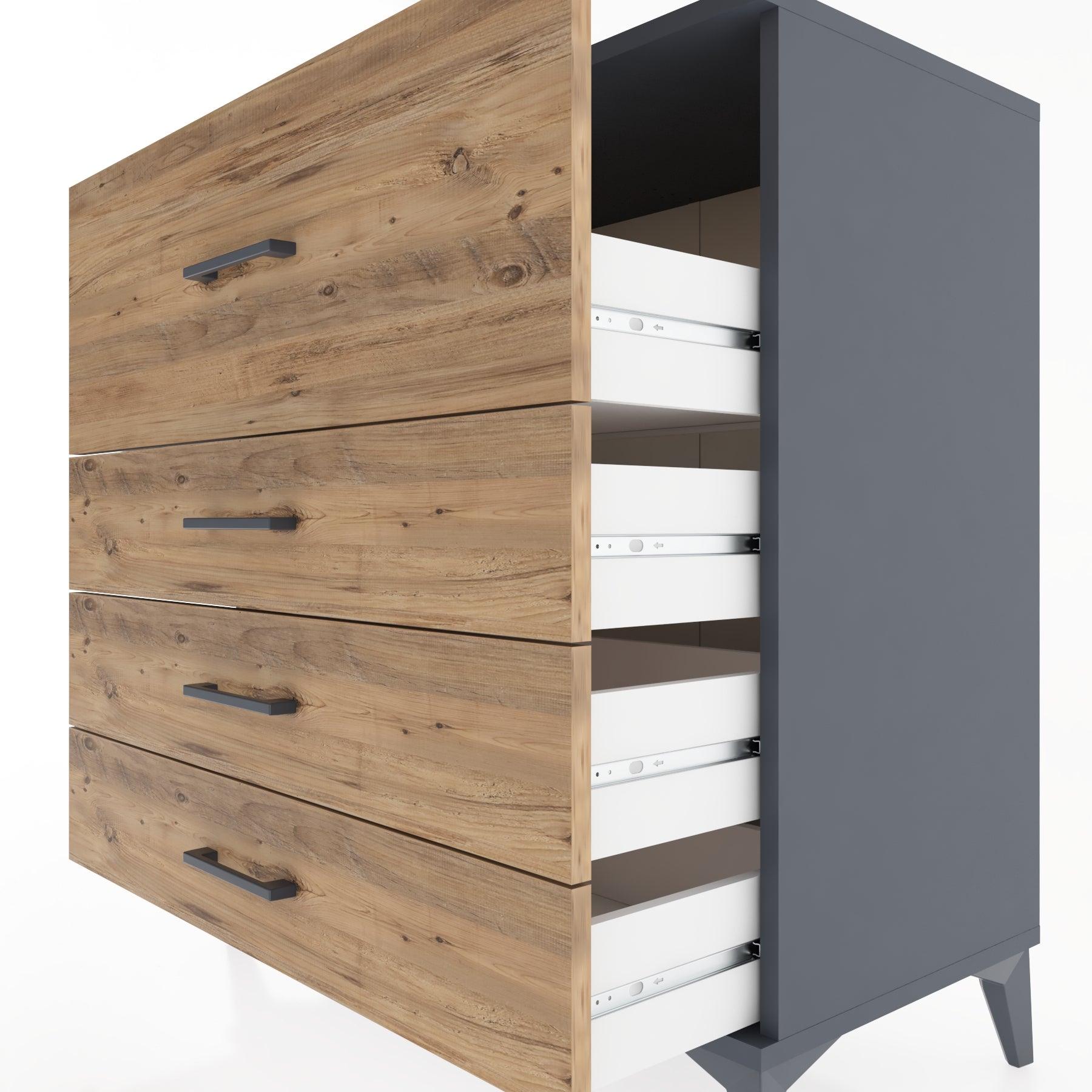 Woodntry Modüler Şifonyer Antrasit 88x44x84 cm Çekmeceli C7-2