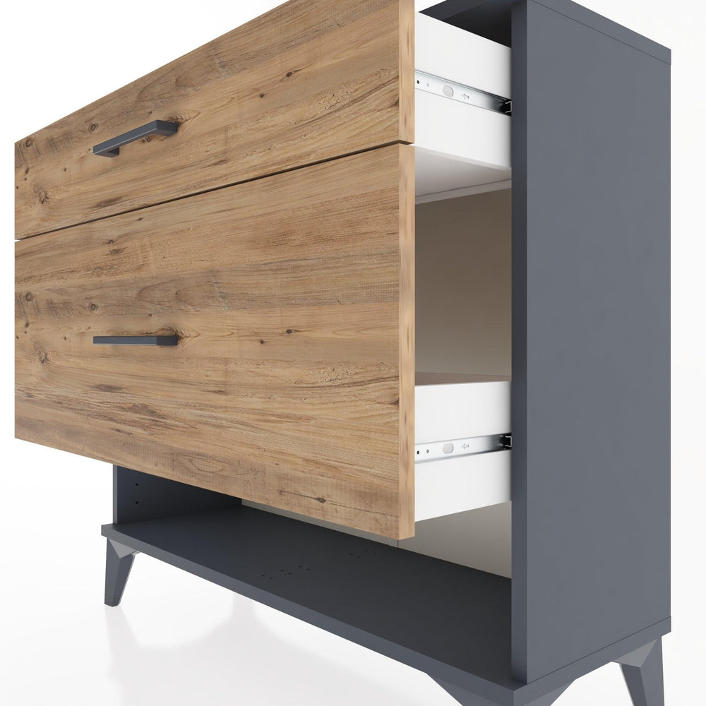 Woodntry Modüler Şifonyer İki Çekmeceli V8 88x30x68 cm Antrasit - Woodntry