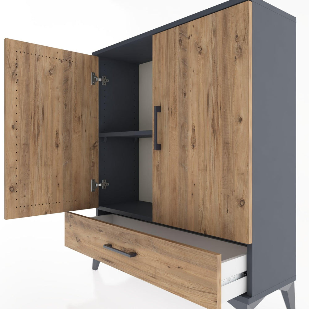 Woodntry Modular Dresser Anthracite 88x30x94 cm with Cover and Drawer KC2-2