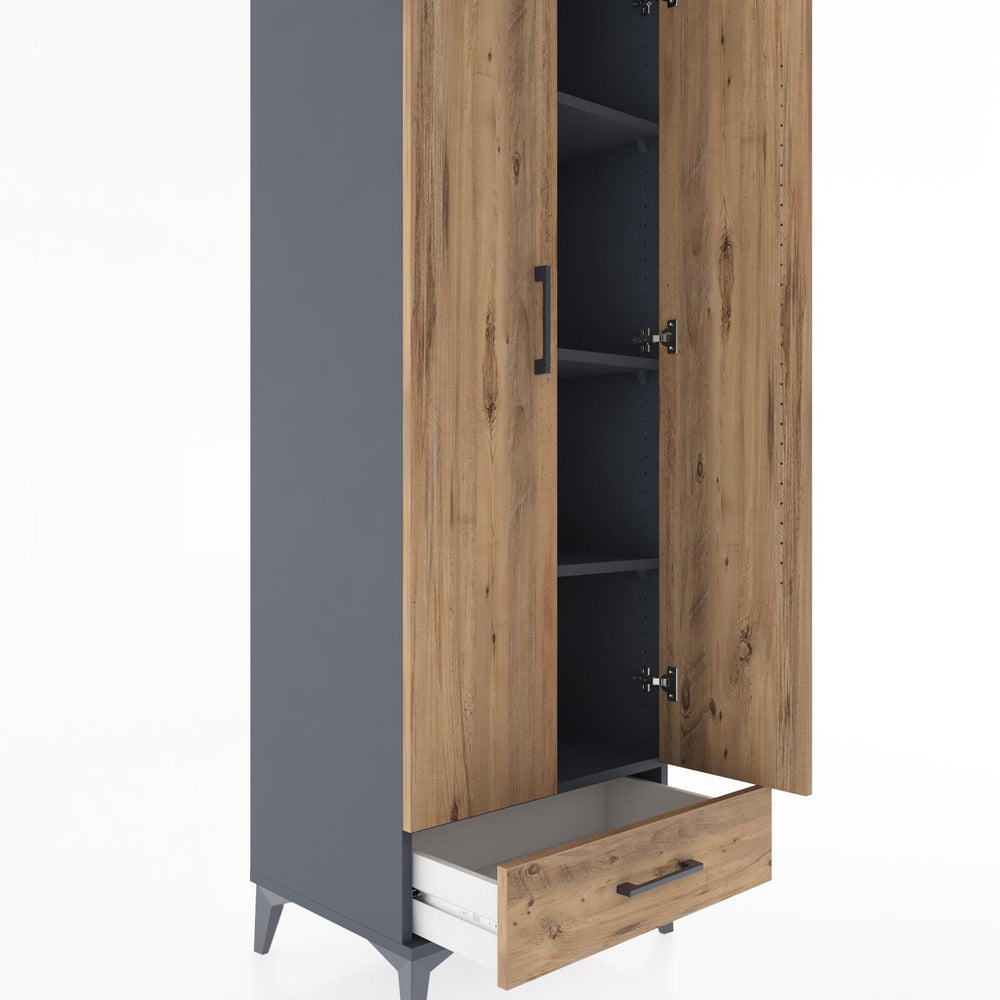 Woodntry Modular Cabinet Anthracite 60x44x170 cm with Doors and Drawers KC8-2