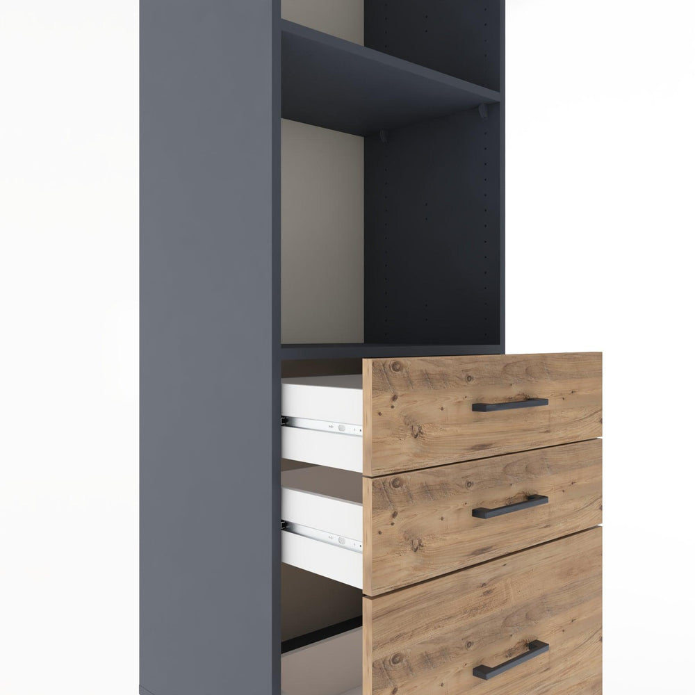 Woodntry Modular Cabinet Anthracite 60x44x170 cm with Drawers and Shelves CR42-2