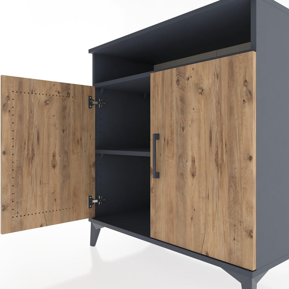 Woodntry Modüler Şifonyer Antrasit 88x44x84 cm Kapaklı ve Raflı KR84-2