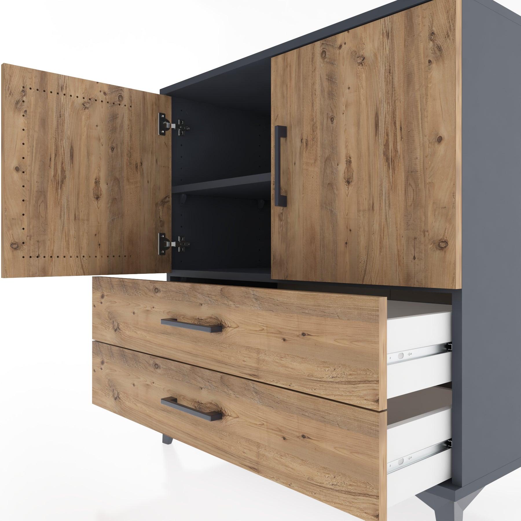Woodntry Modular Dresser Anthracite 88x44x84 cm with Cover and Drawer KC23-2