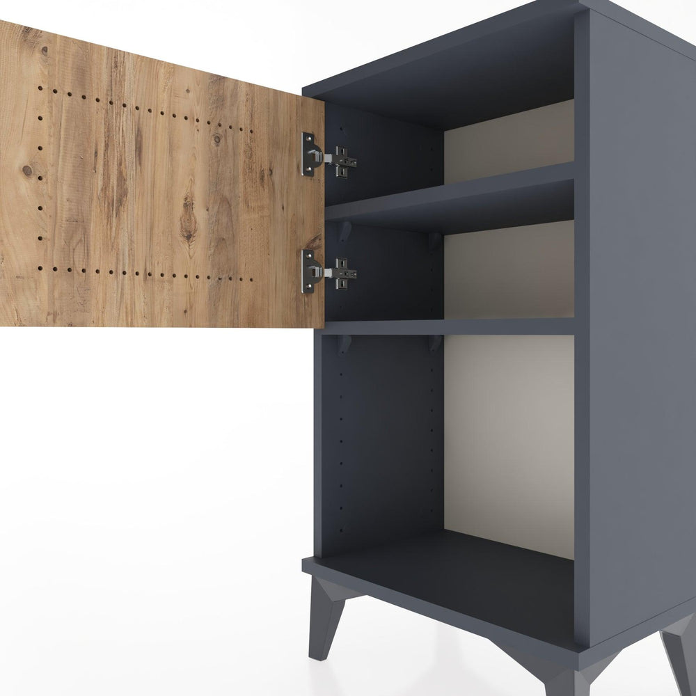 Woodntry Modüler Komodin Raf ve Tek Kapaklı V2 44x30x68 cm Antrasit - Woodntry