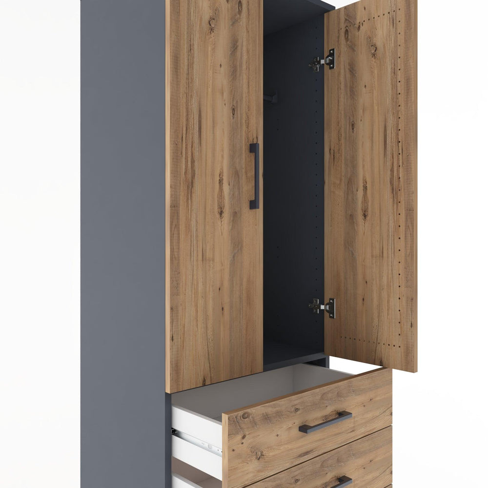 Woodntry Modular Cabinet Anthracite 60x44x170 cm with Doors and Drawers KC27-2