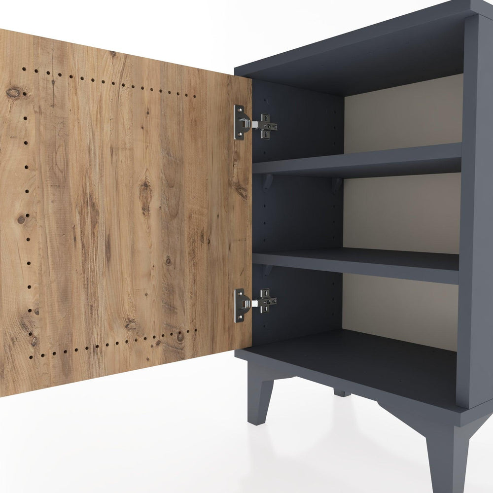 Woodntry Modüler Komodin Tek Kapaklı 44x30x52 cm Antrasit - Woodntry