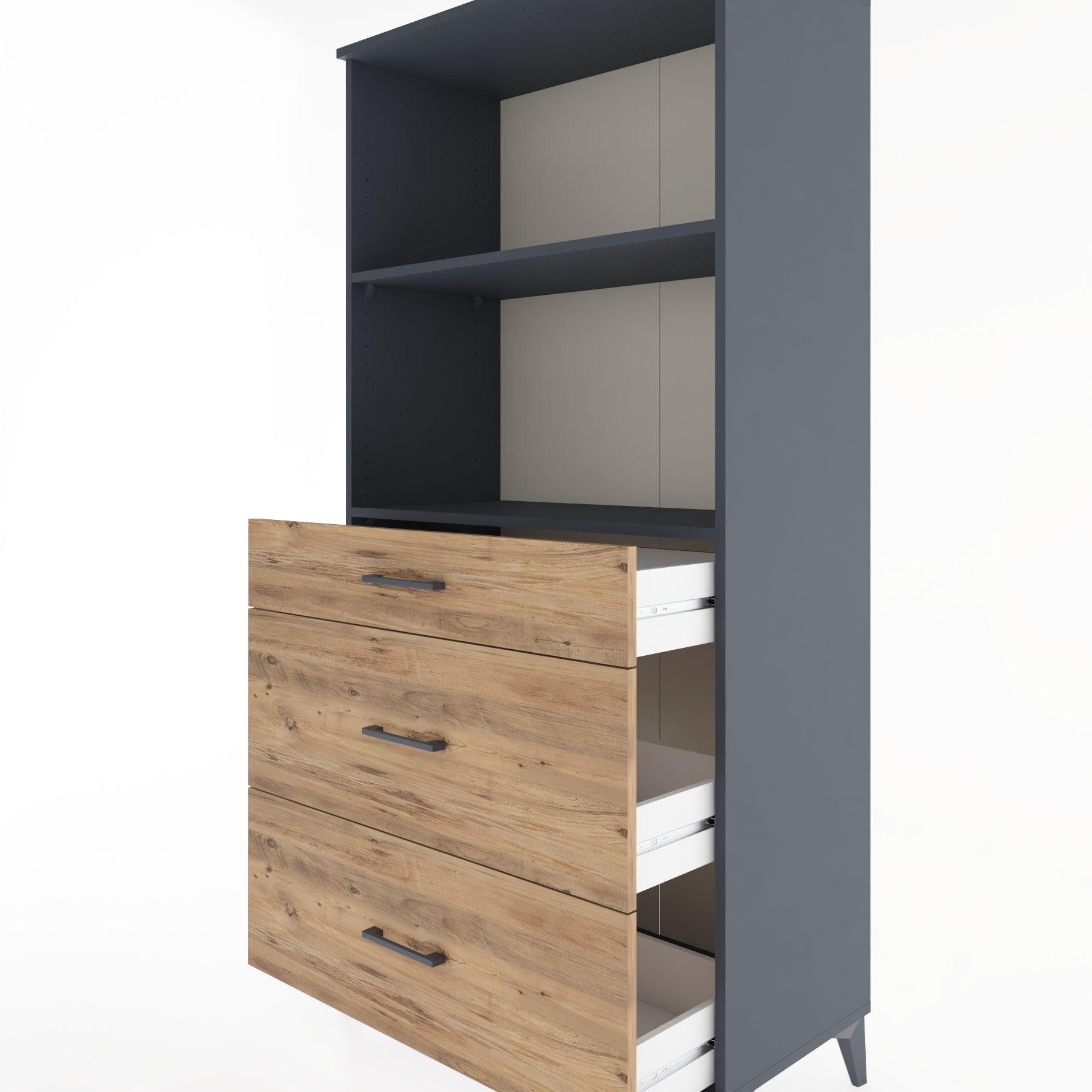 Woodntry Modular Cabinet Anthracite 88x44x170 cm with Drawers and Shelves CR48-2